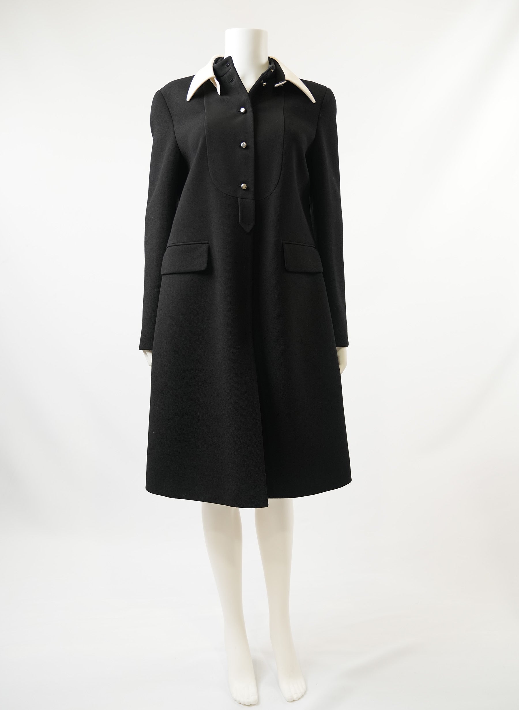Prada Contarsting Collar Black Coat