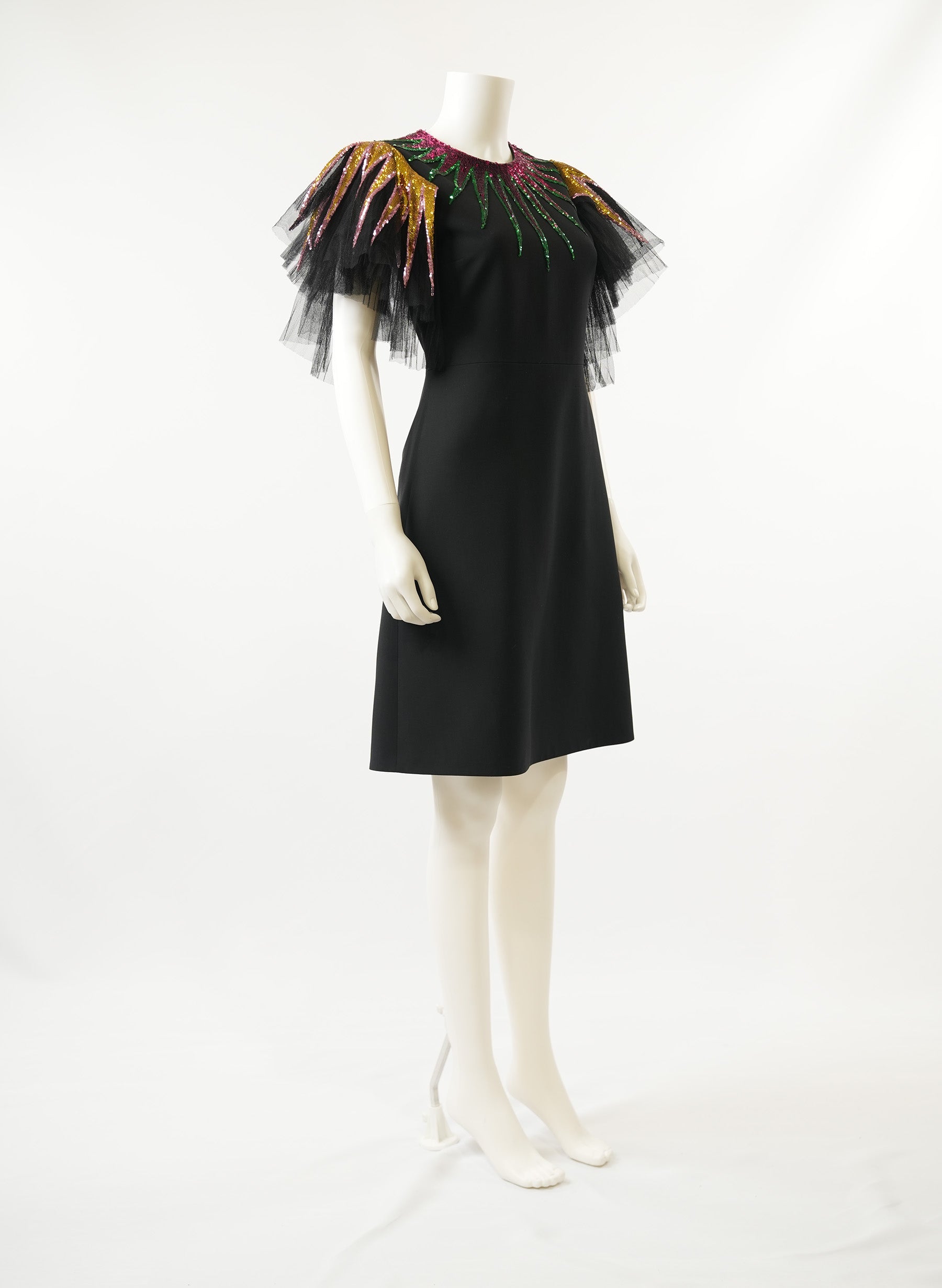 Gucci Sequin-Embroidered Tulle Black Dress