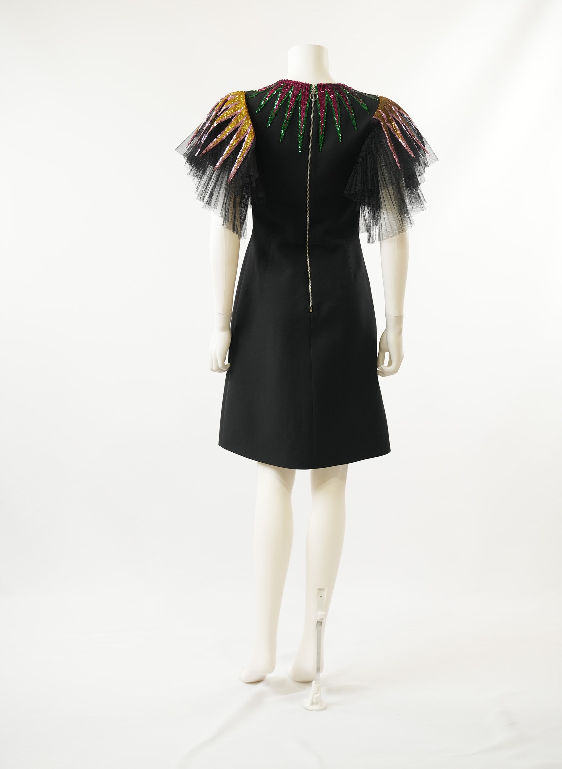 Gucci Sequin-Embroidered Tulle Black Dress