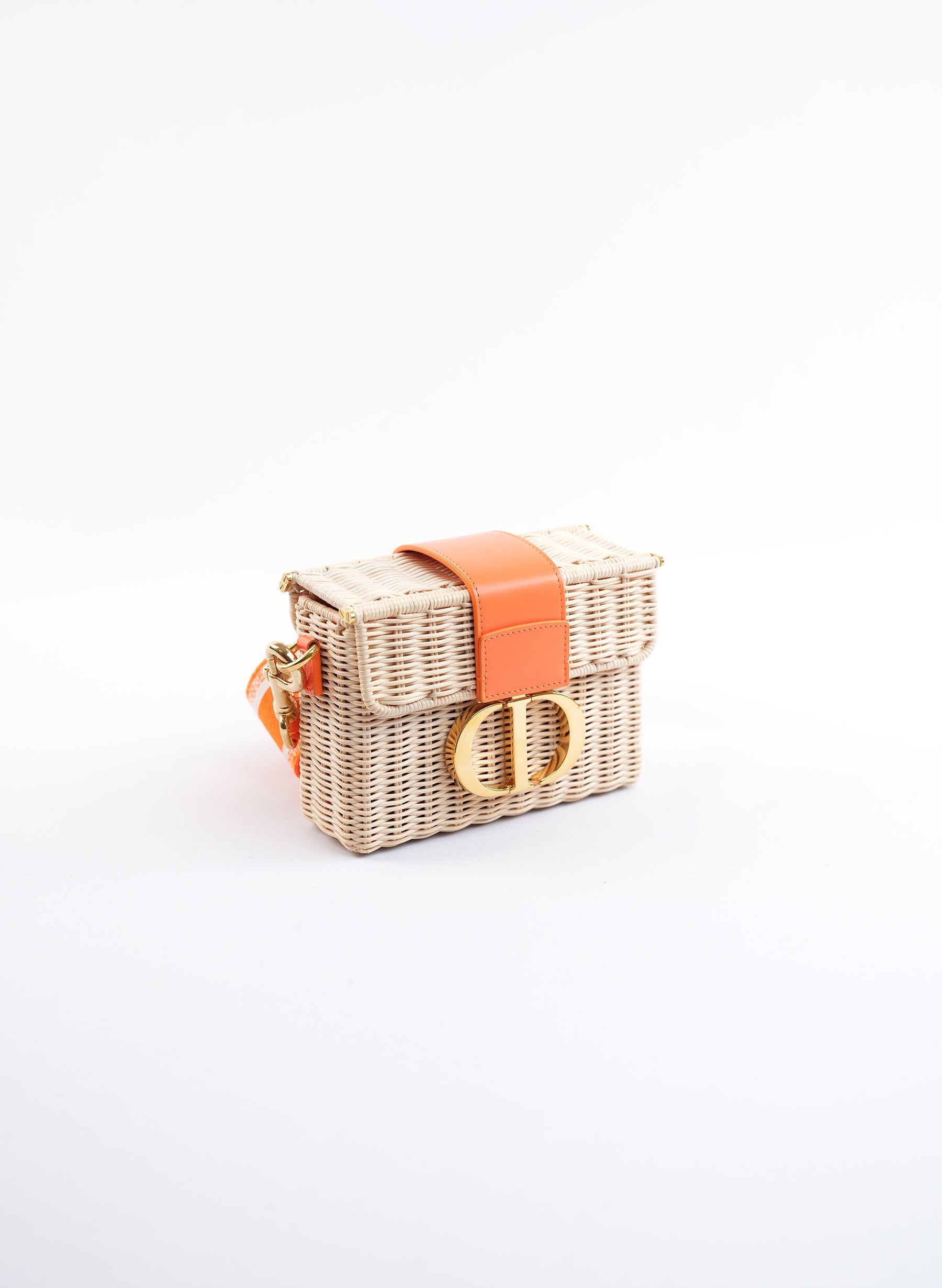 Christian Dior Wicker Montaigne 30 Flourescent Orange Bag