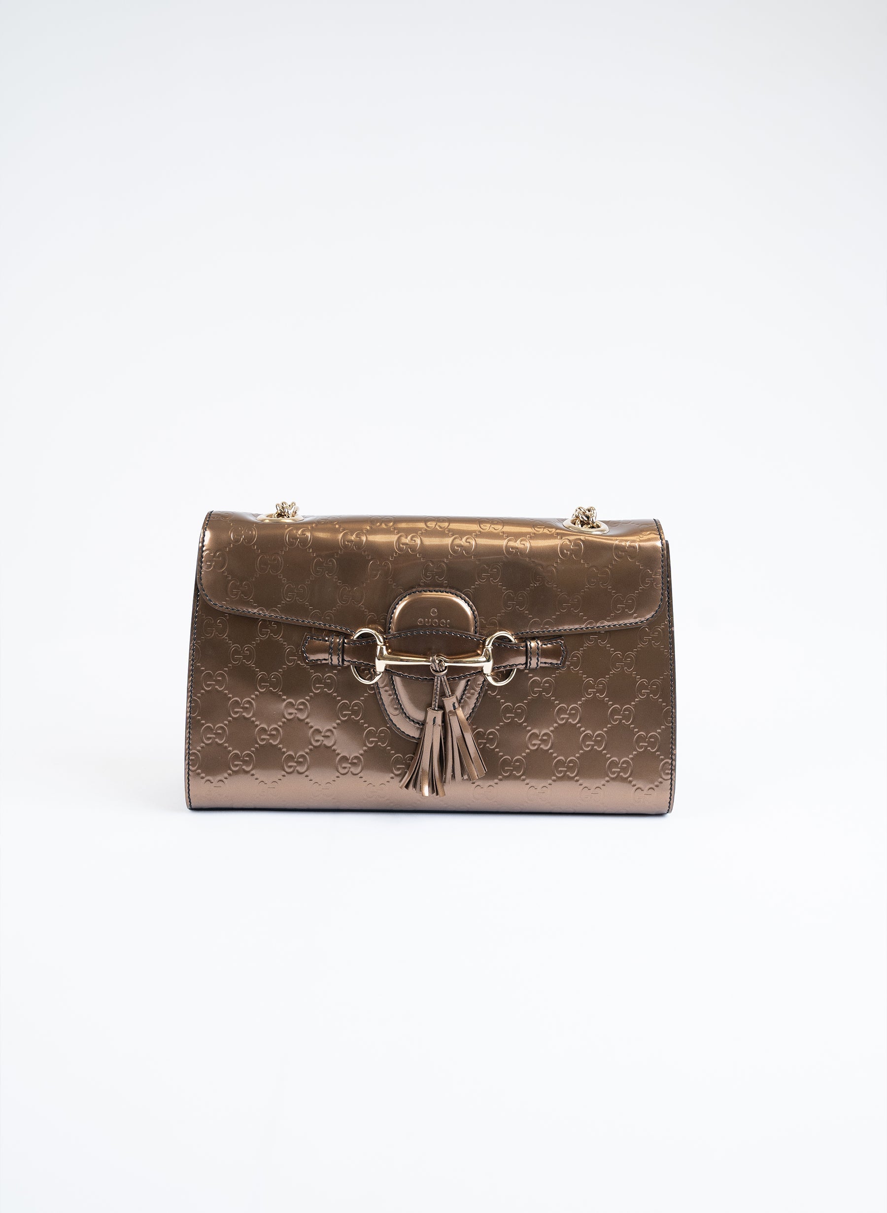 Gucci Guccissima Patent Leather Emily Chain Shoulder Bag