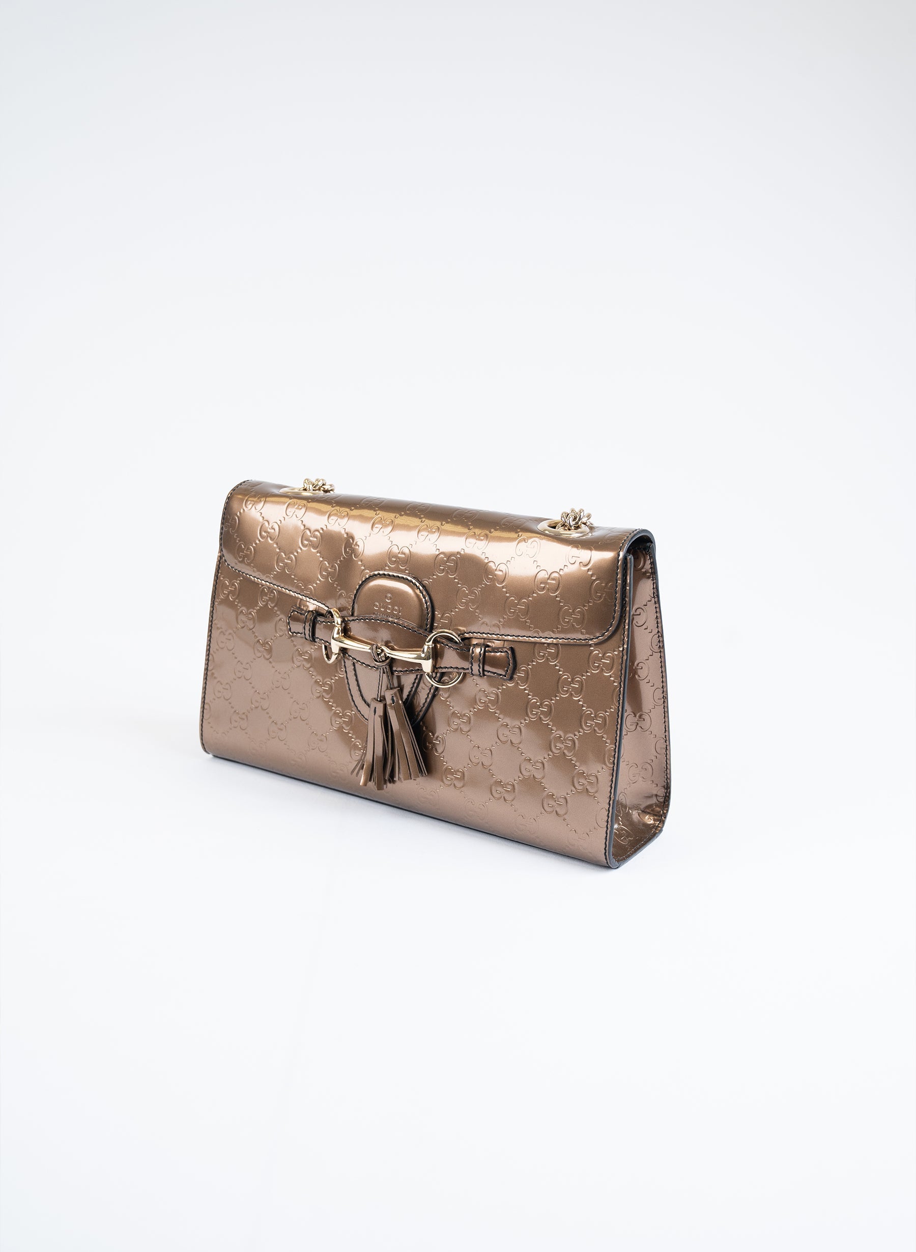 Gucci Guccissima Patent Leather Emily Chain Shoulder Bag