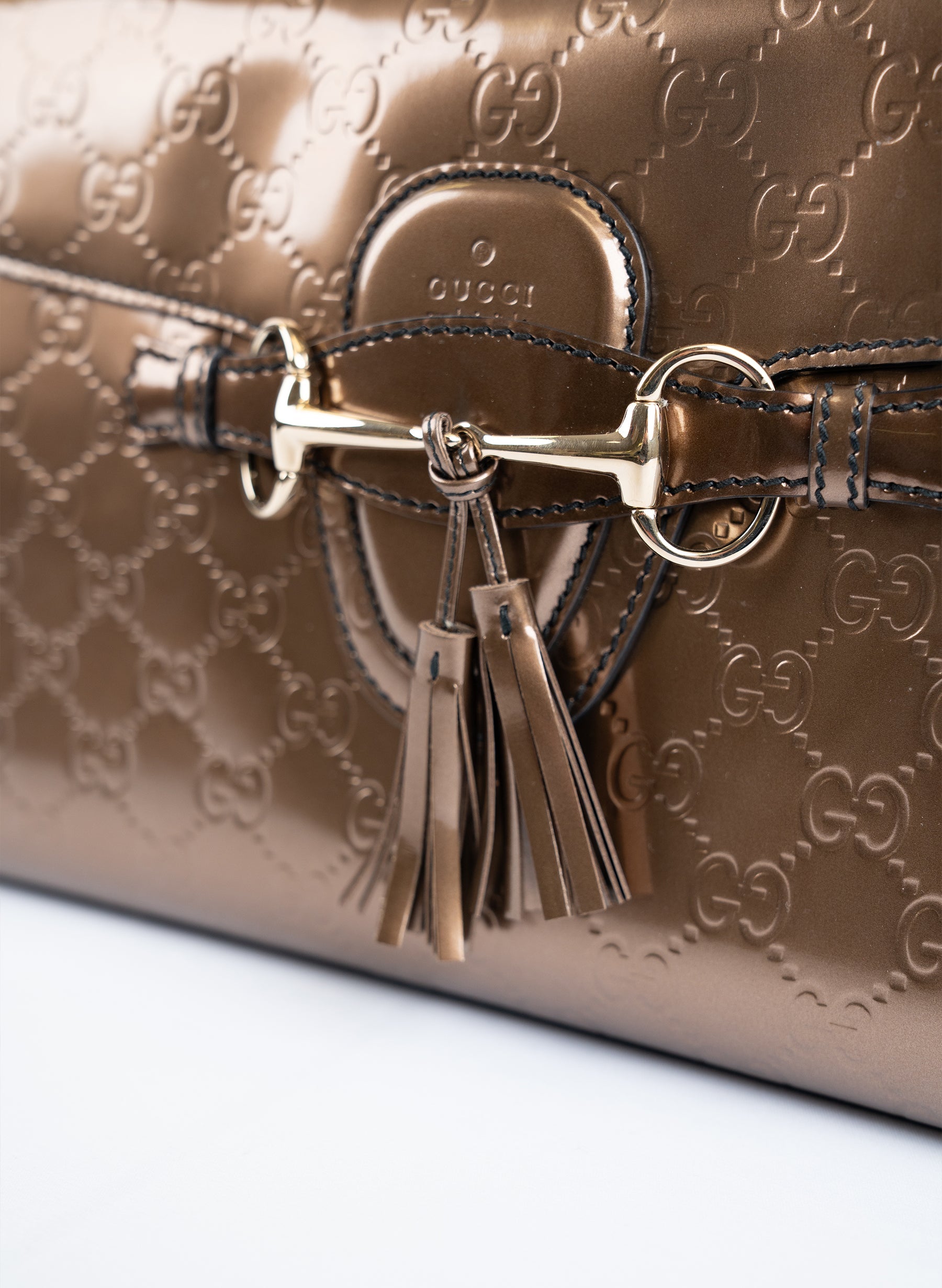 Gucci Guccissima Patent Leather Emily Chain Shoulder Bag