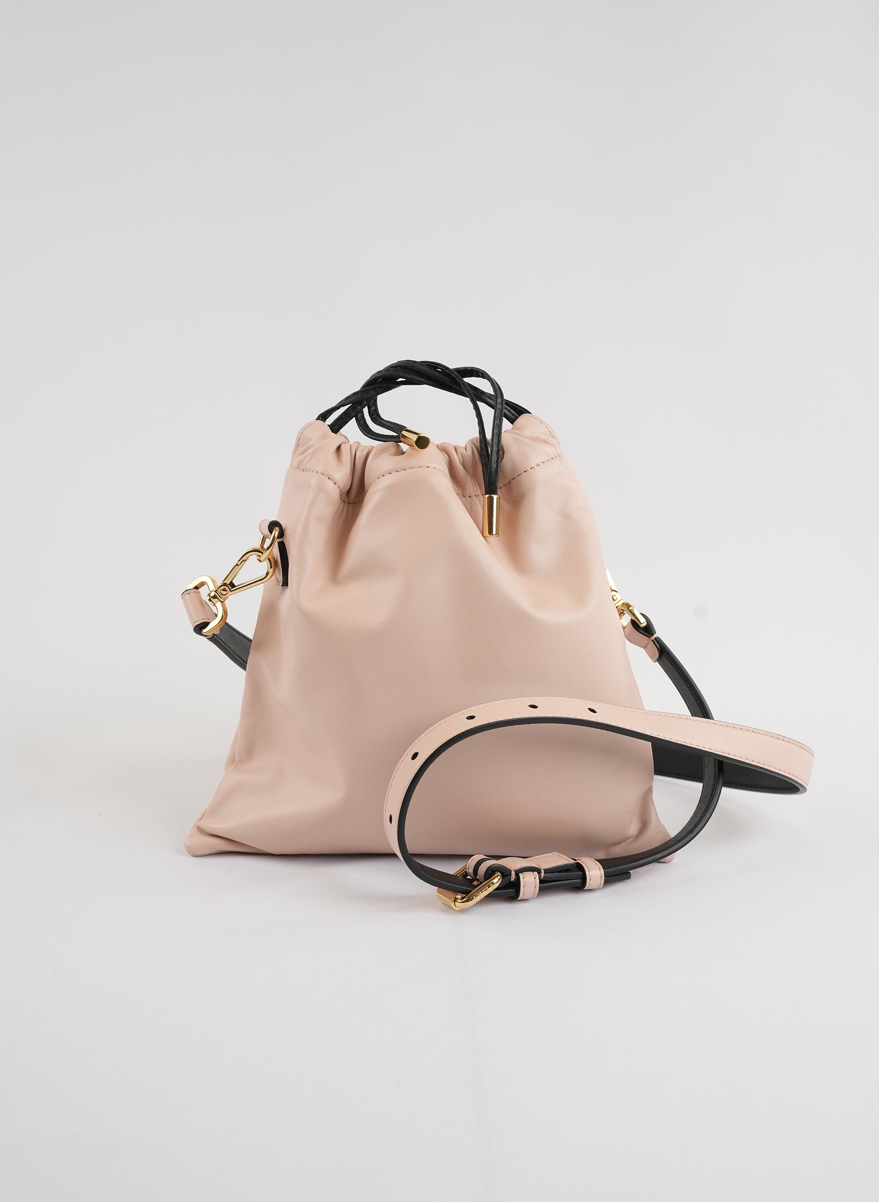 Fendi Soft Nappa Logo Drawstring Pouch Bag