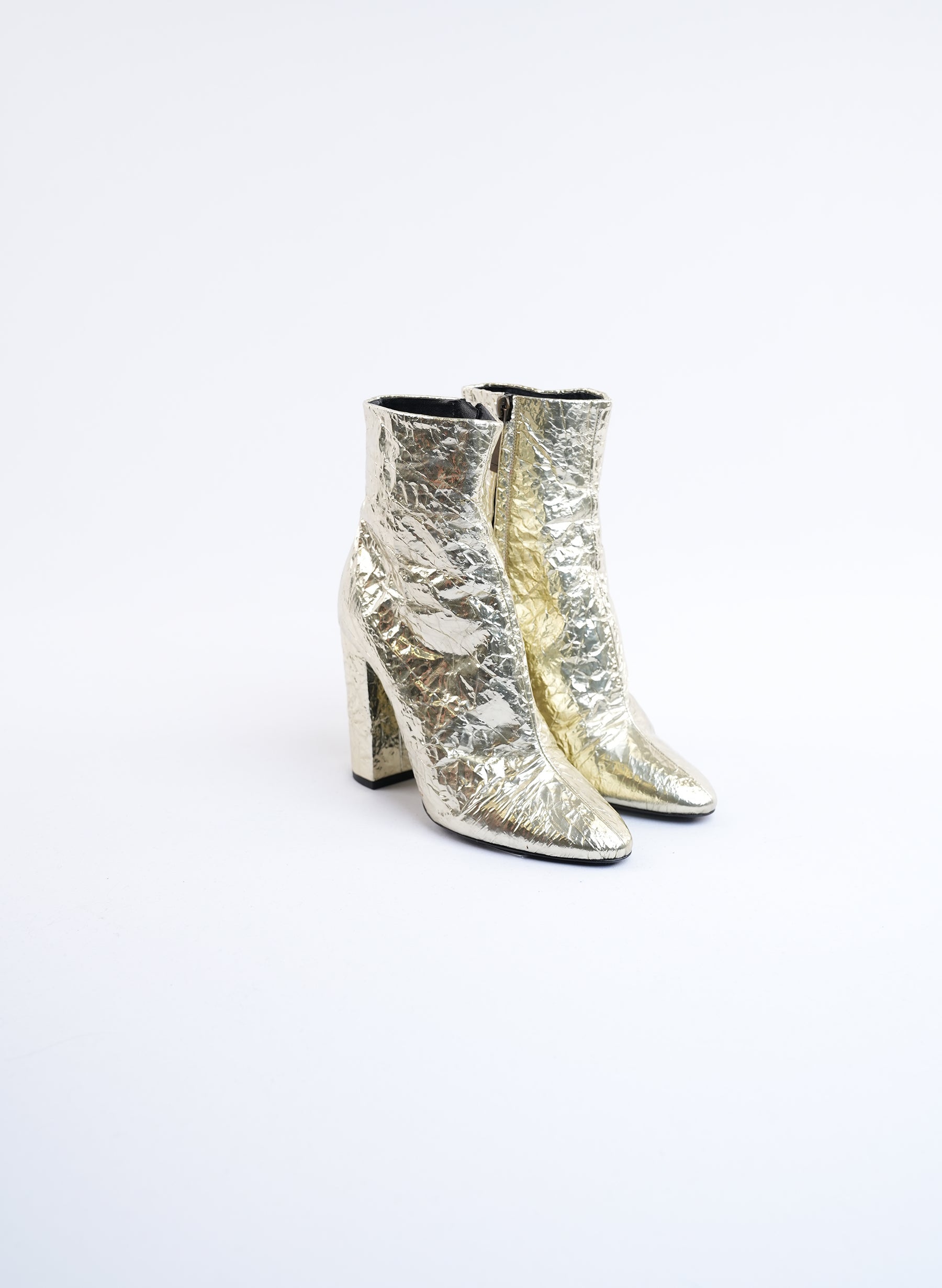 Bottines Saint Laurent Lou Crinkle métallisées