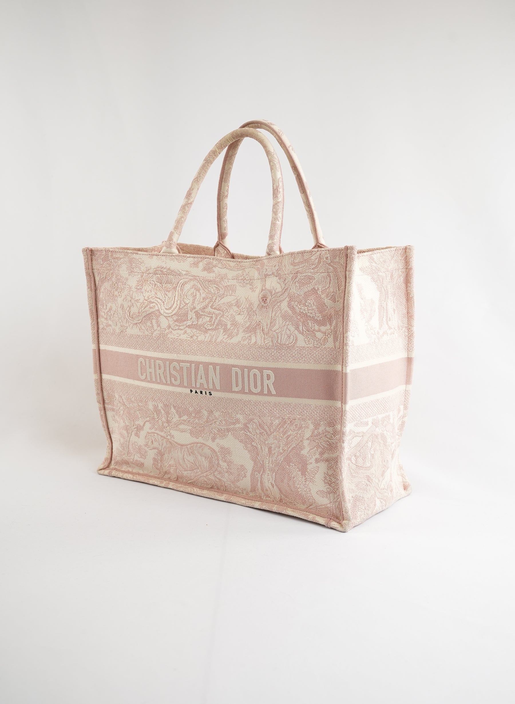 Christian Dior Pink Embroidered Toile De Jouy Book Tote Bag