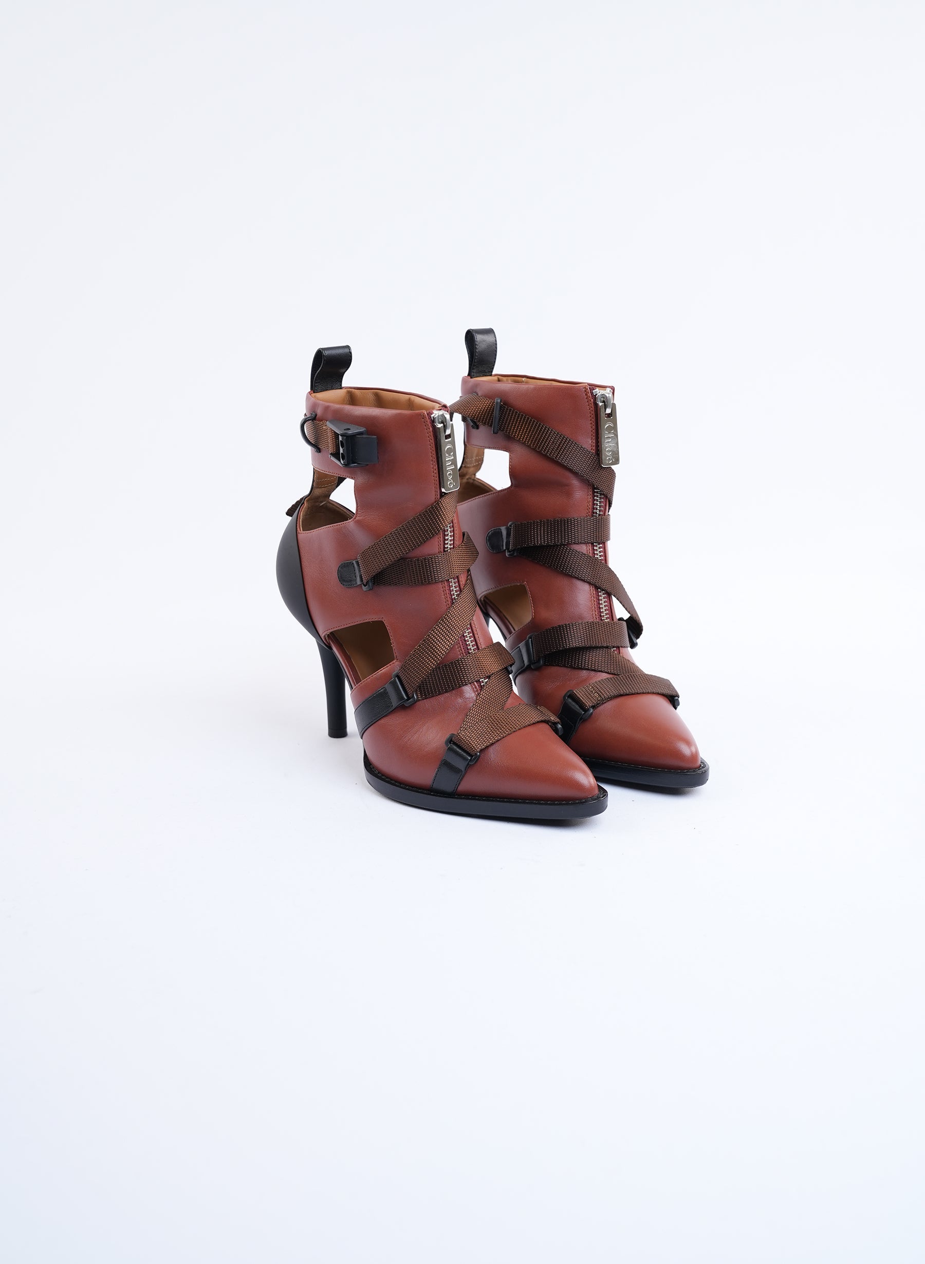 Bottes en cuir marron sépia Chloé