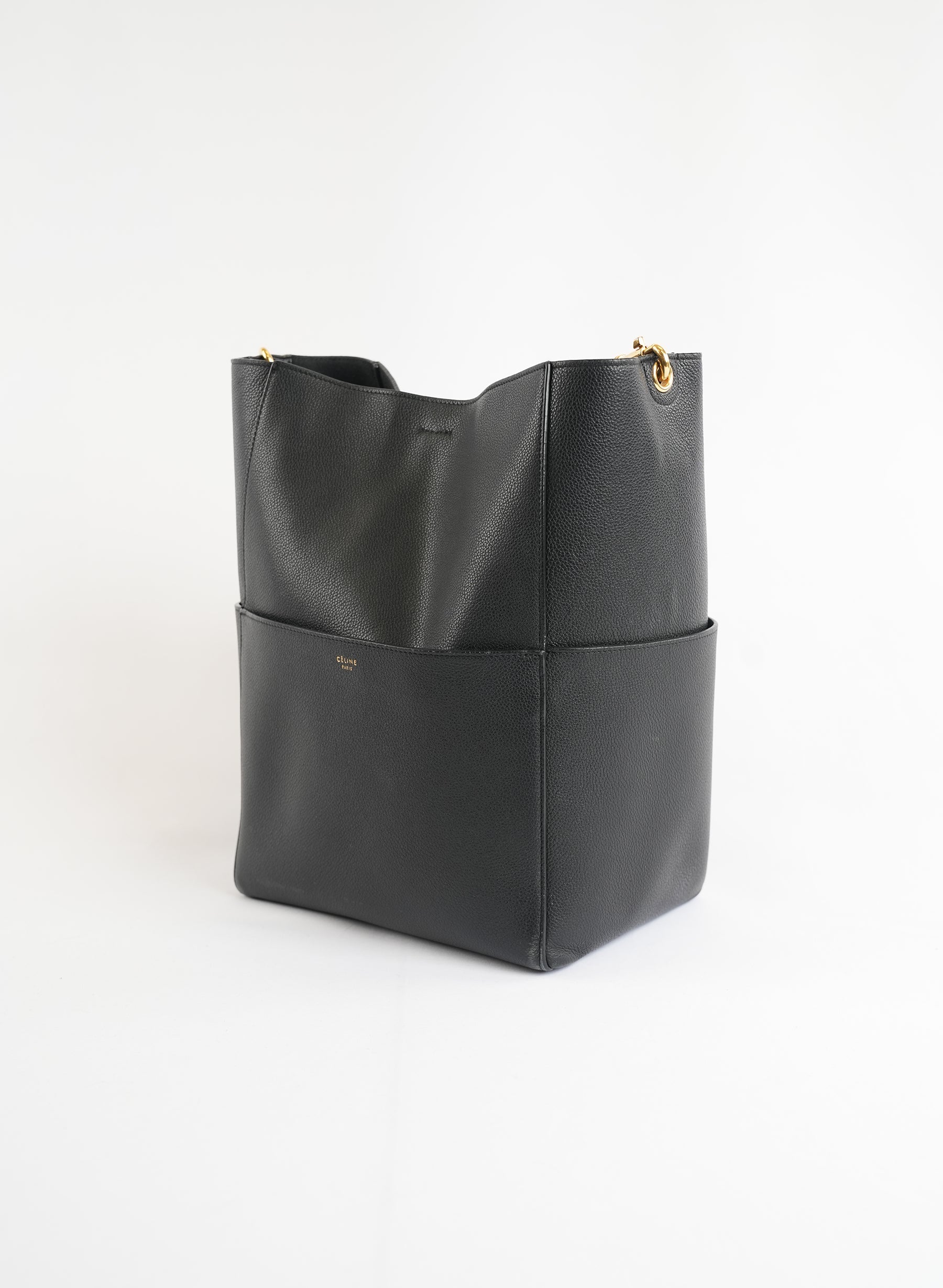Celine Grained Calfskin Sangle Bucket Handlebag