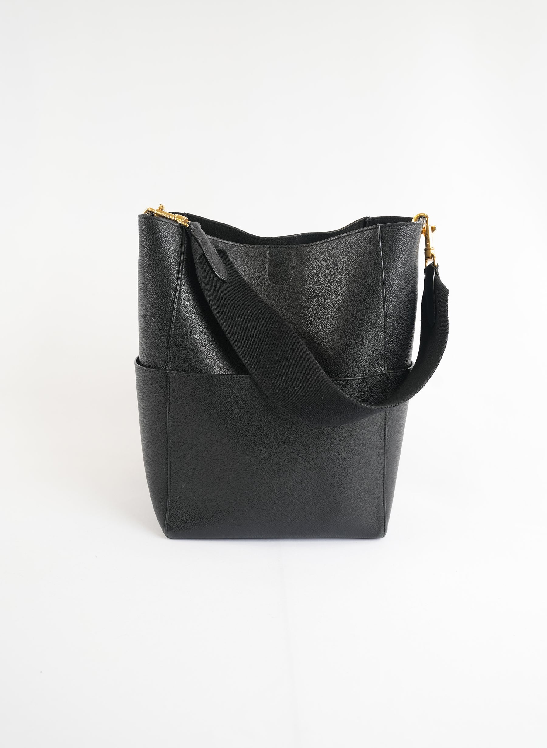 Celine Grained Calfskin Sangle Bucket Handlebag