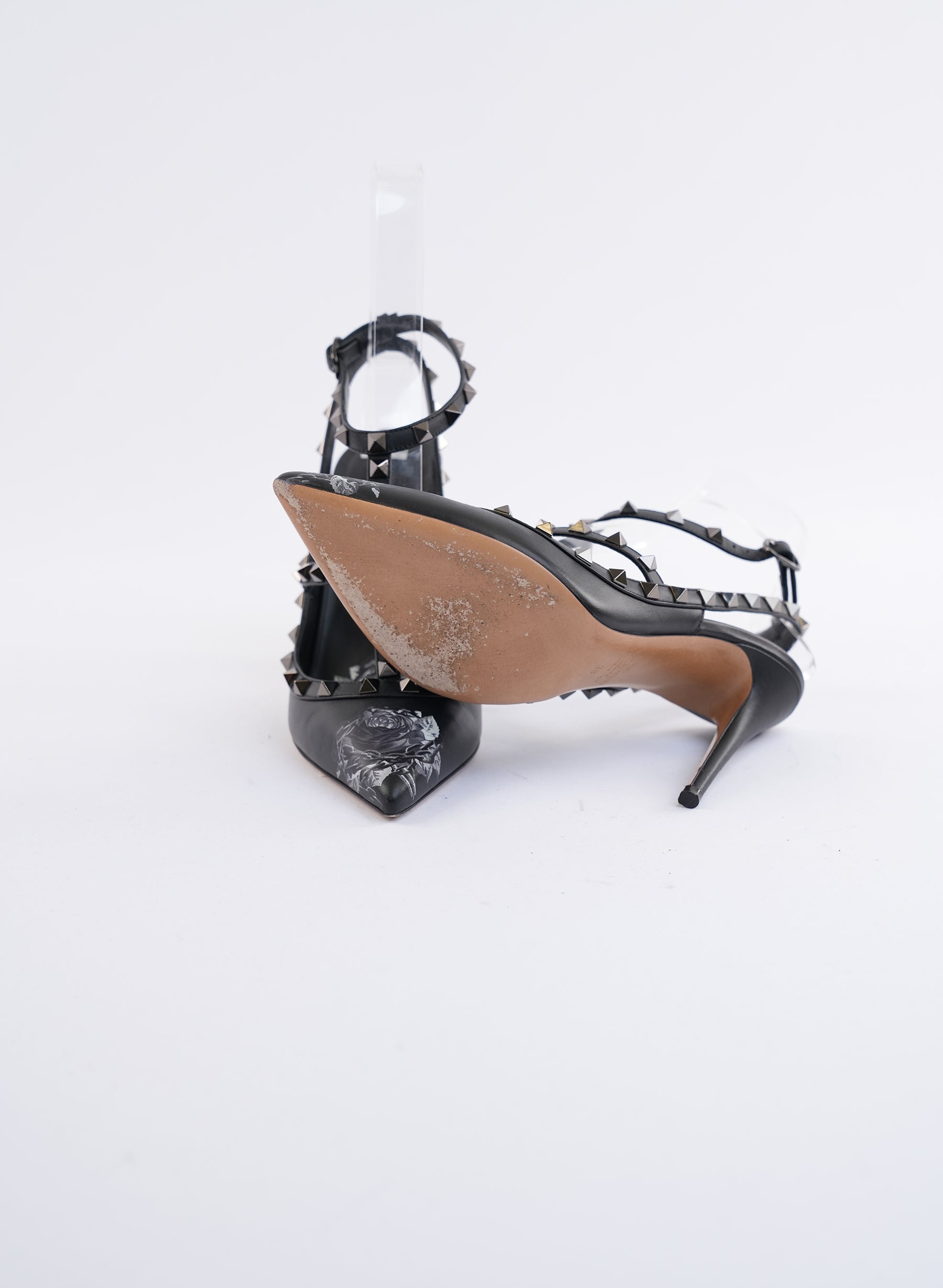 Escarpins Valentino Rockstud à imprimé rose et bride en T