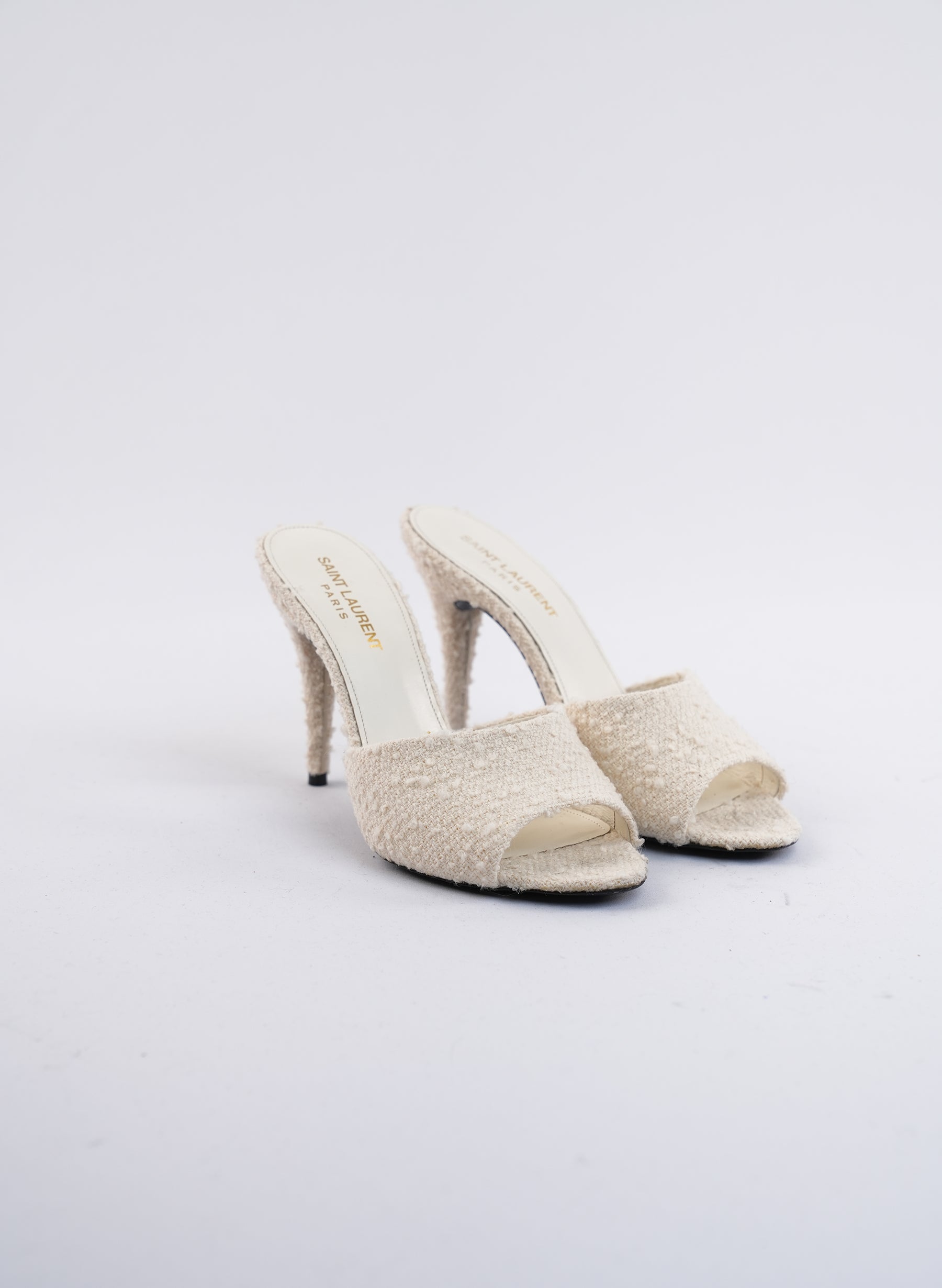 Sandales Saint Laurent en tweed bouclé