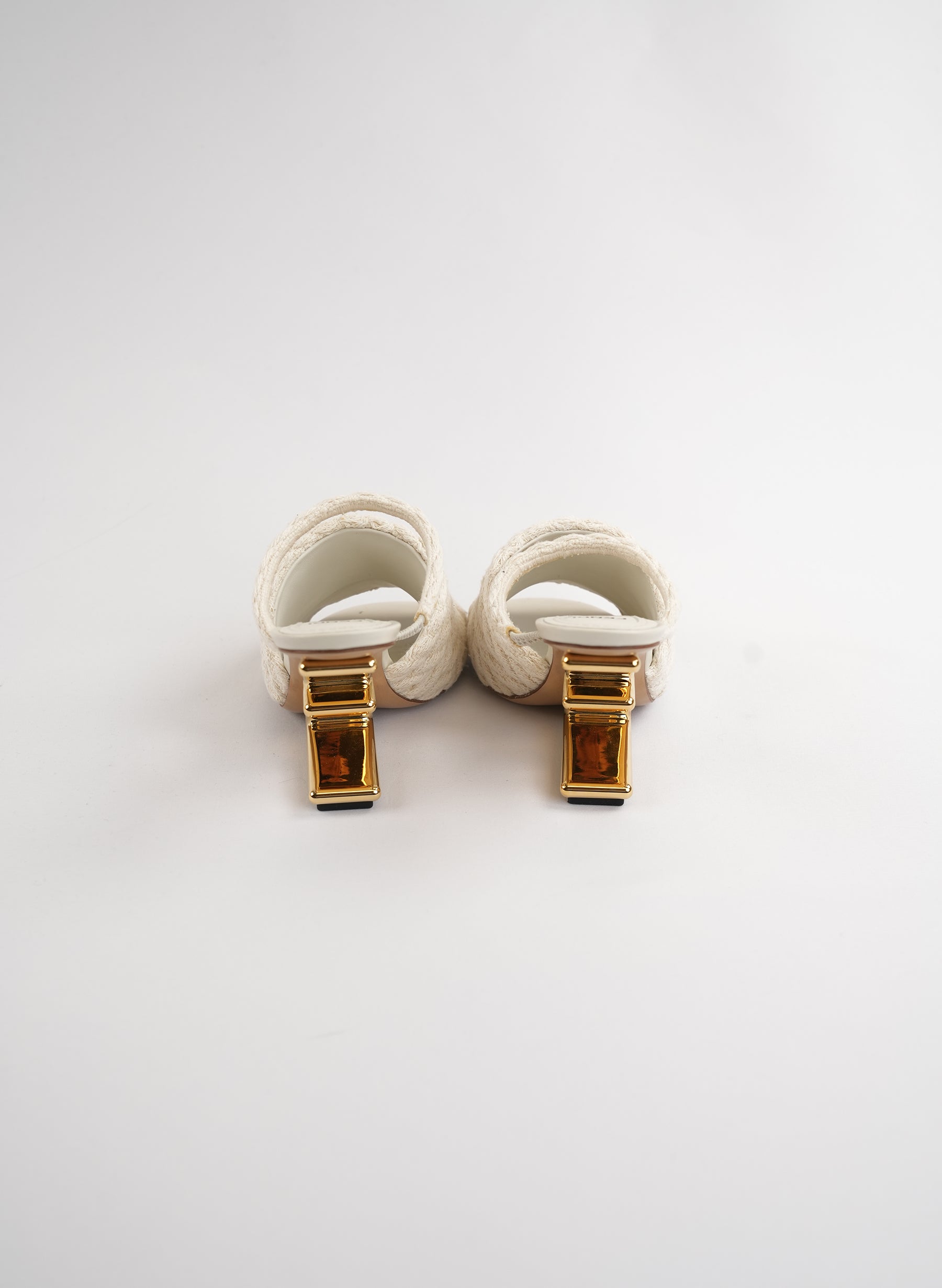 Fendi First Fabric Woven 95mm Slide Sandals