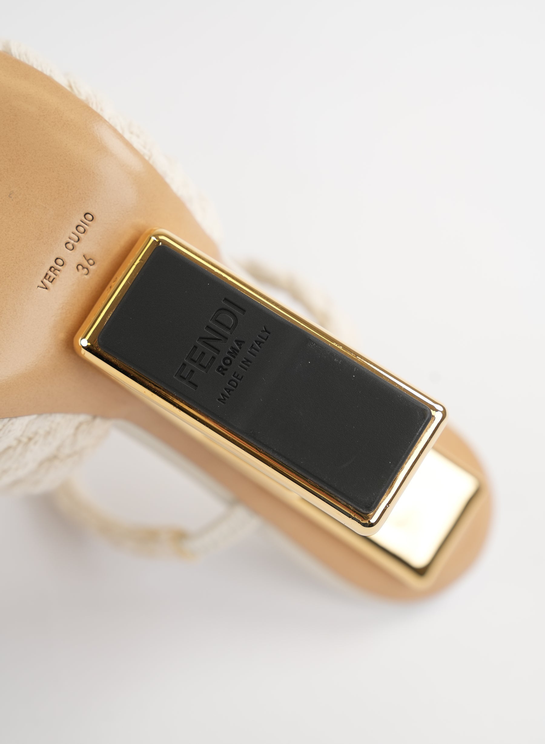 Fendi First Fabric Woven 95mm Slide Sandals