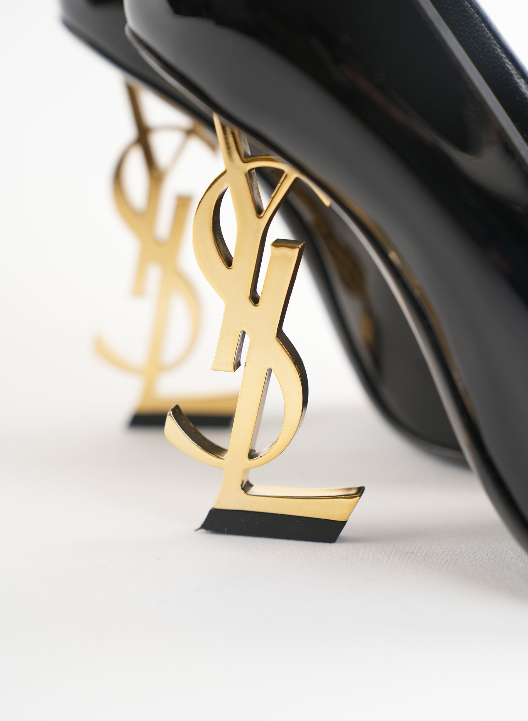 Saint Laurent Nero Opyum Patent YSL Heel Pumps