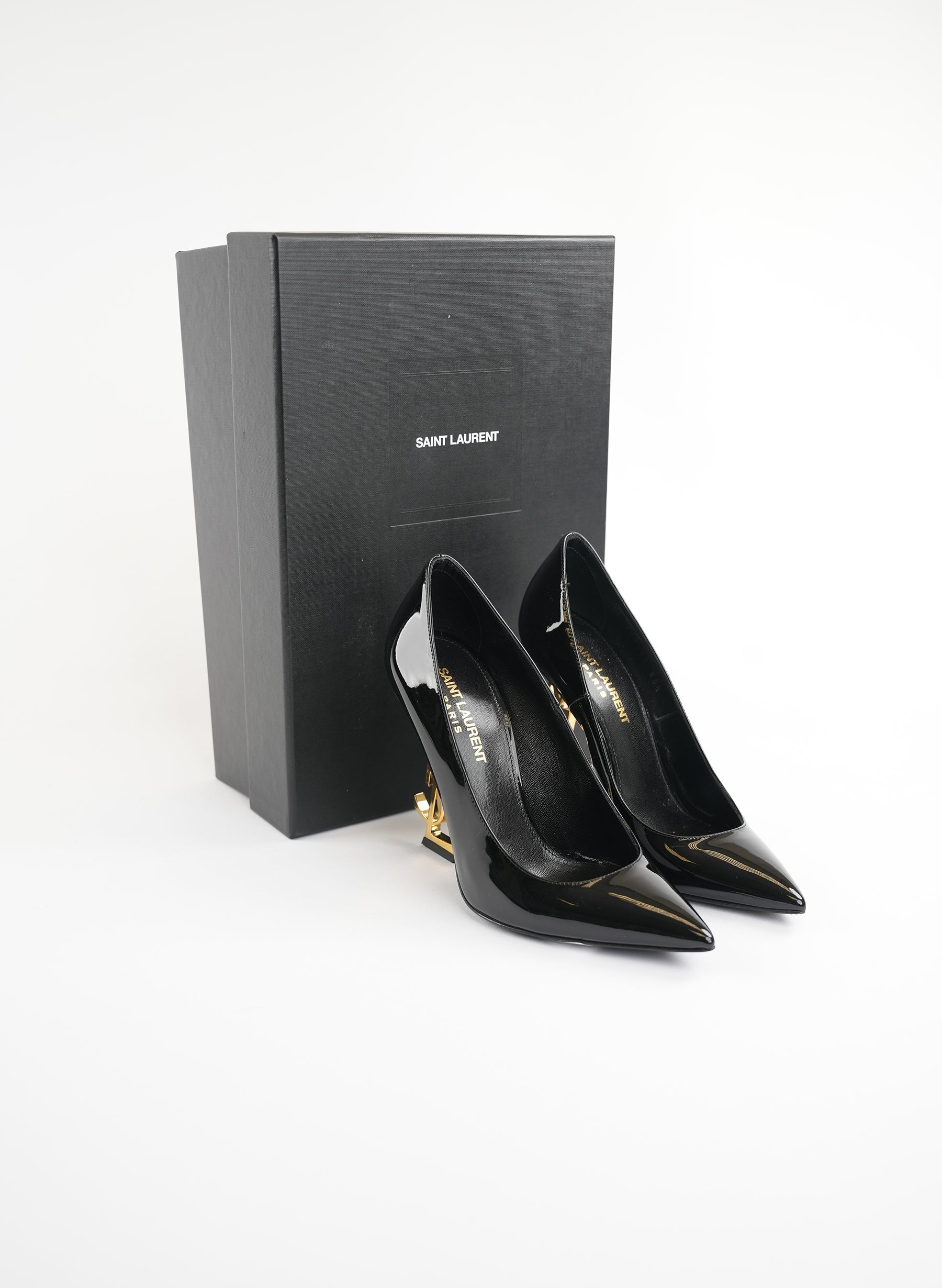 Saint Laurent Nero Opyum Patent YSL Heel Pumps