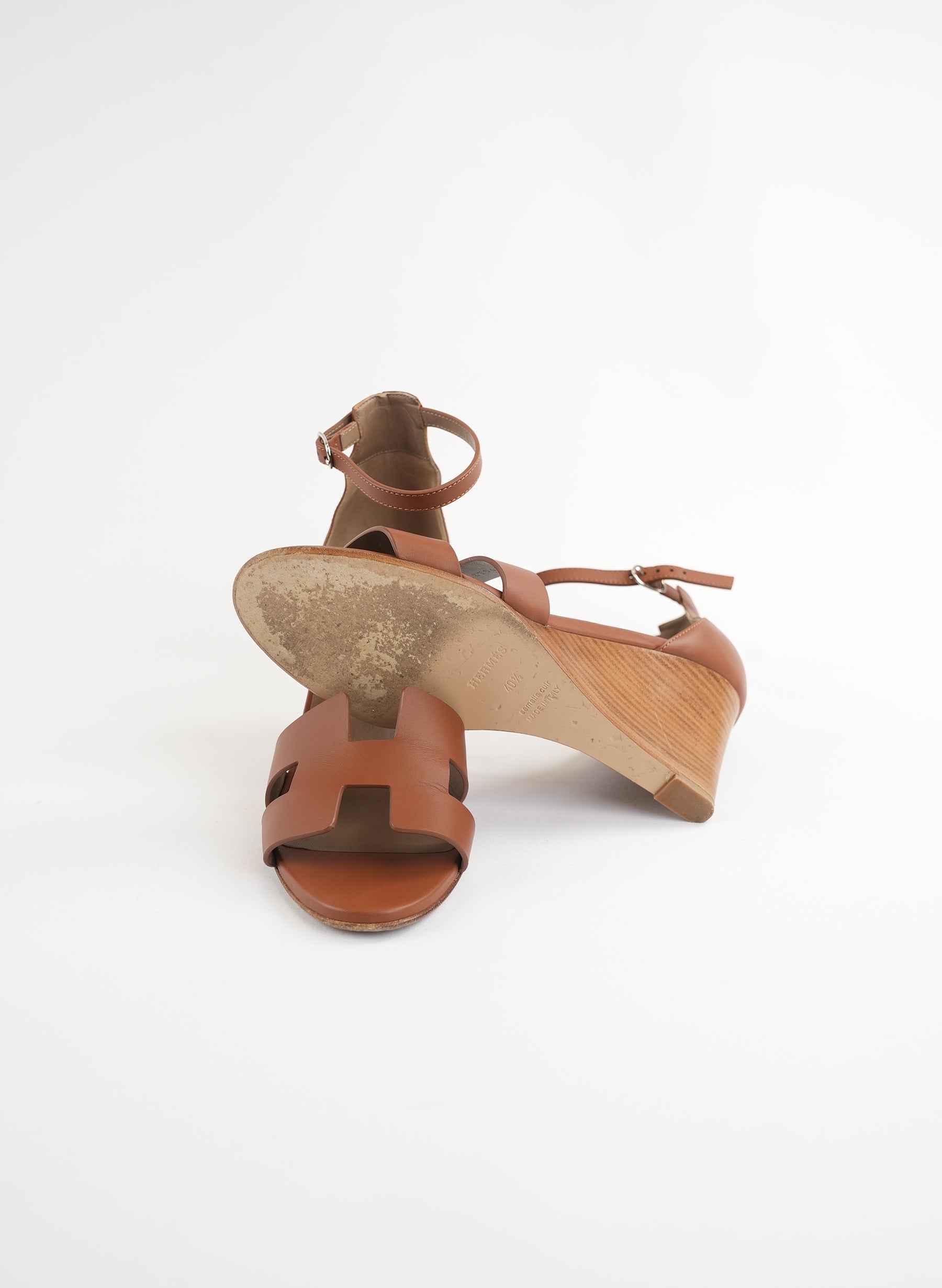 Sandales compensées Hermès Legend en cuir de veau