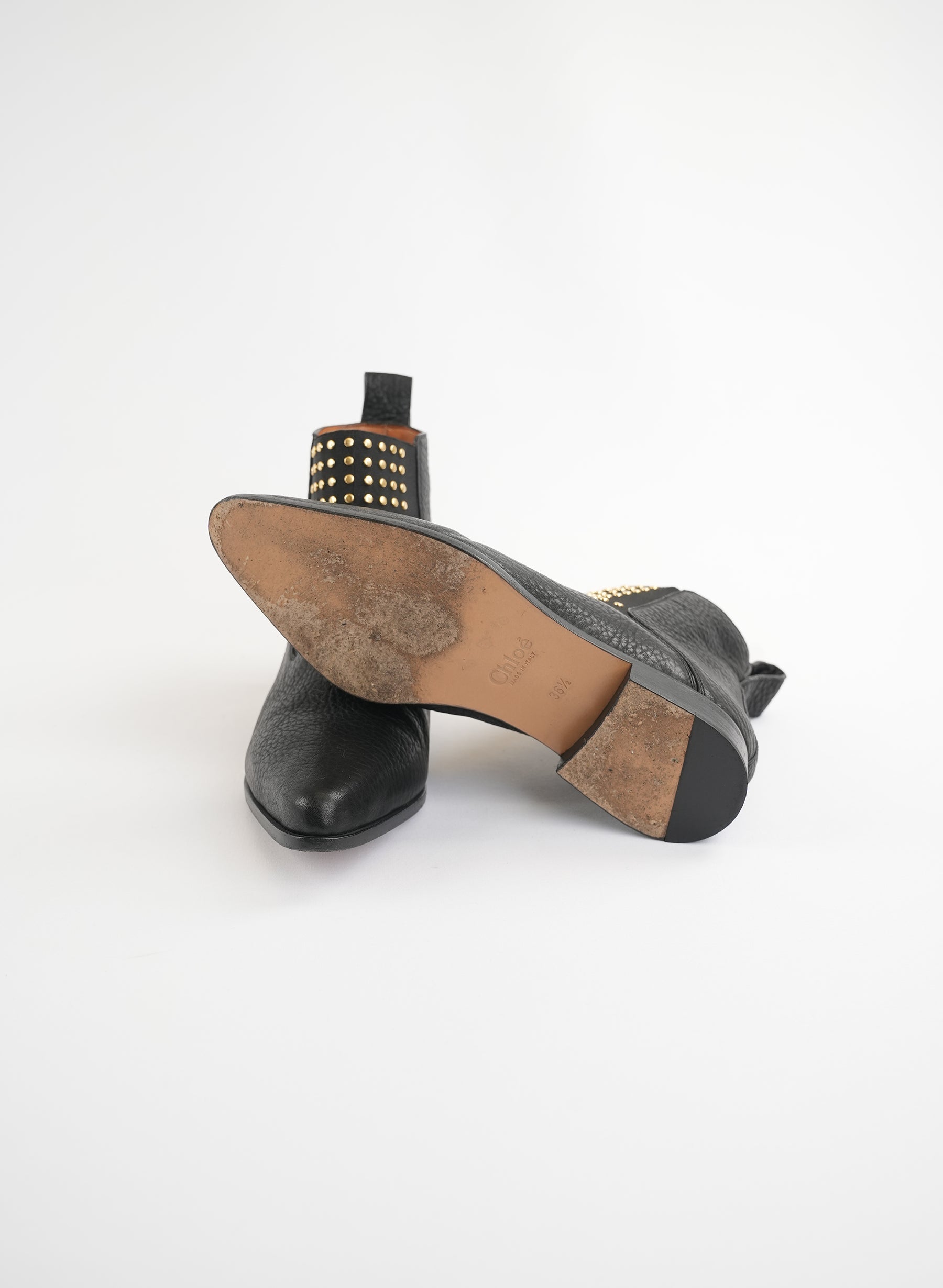 Chloé Leather Studded Accents Chelsea Boots