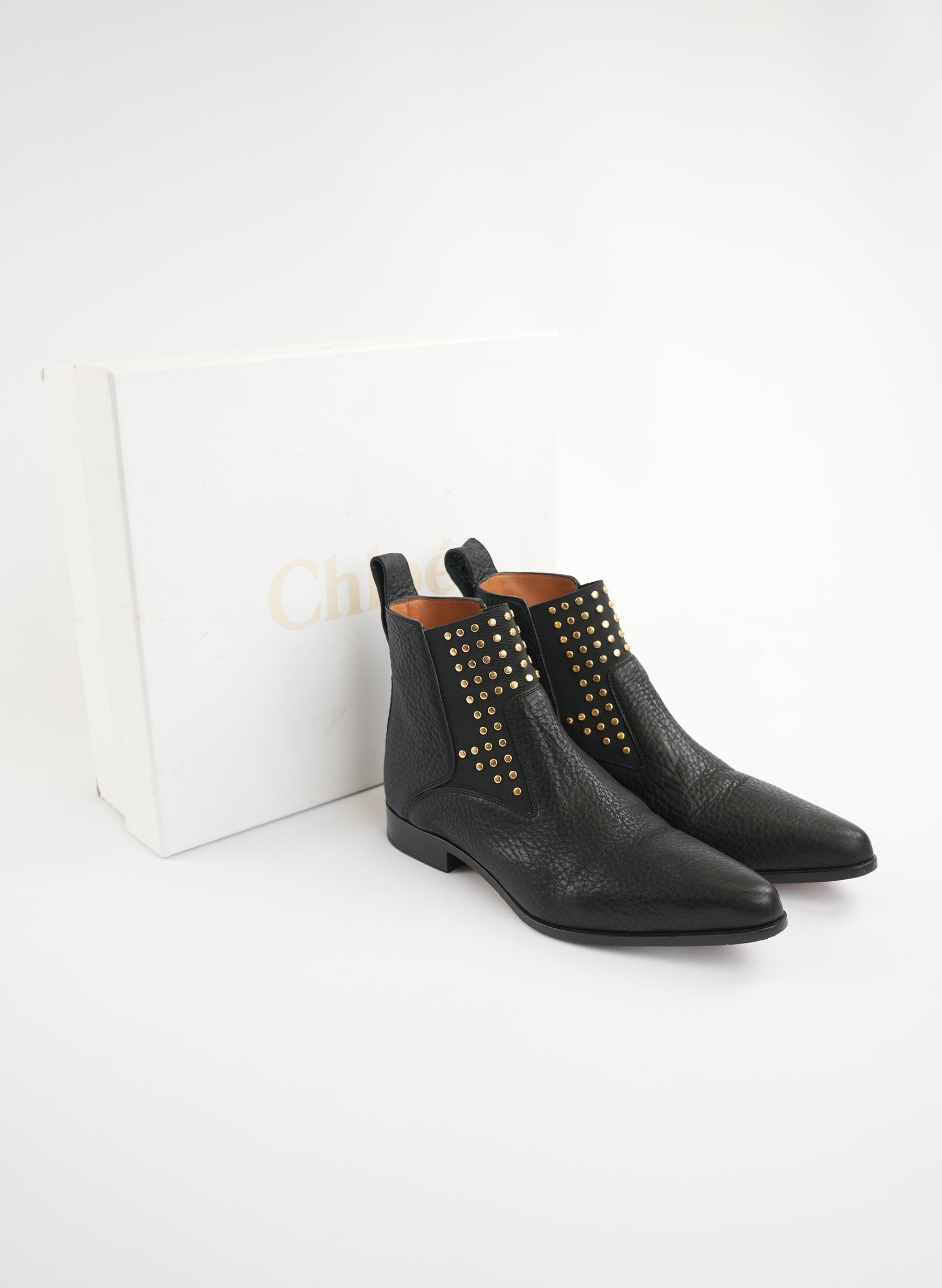 Chloé Leather Studded Accents Chelsea Boots