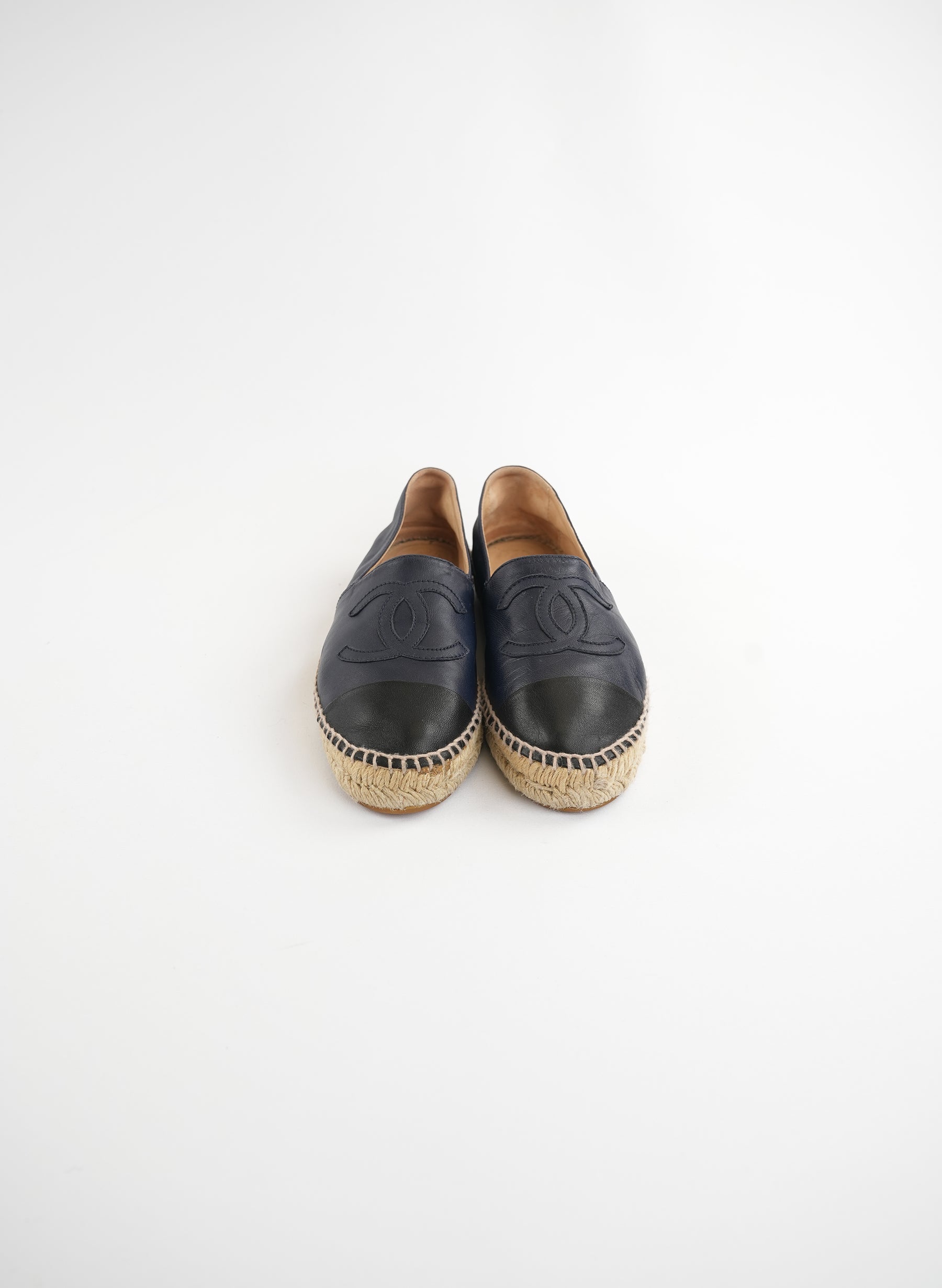 Chanel Interlocking CC Logo Leather Espadrilles