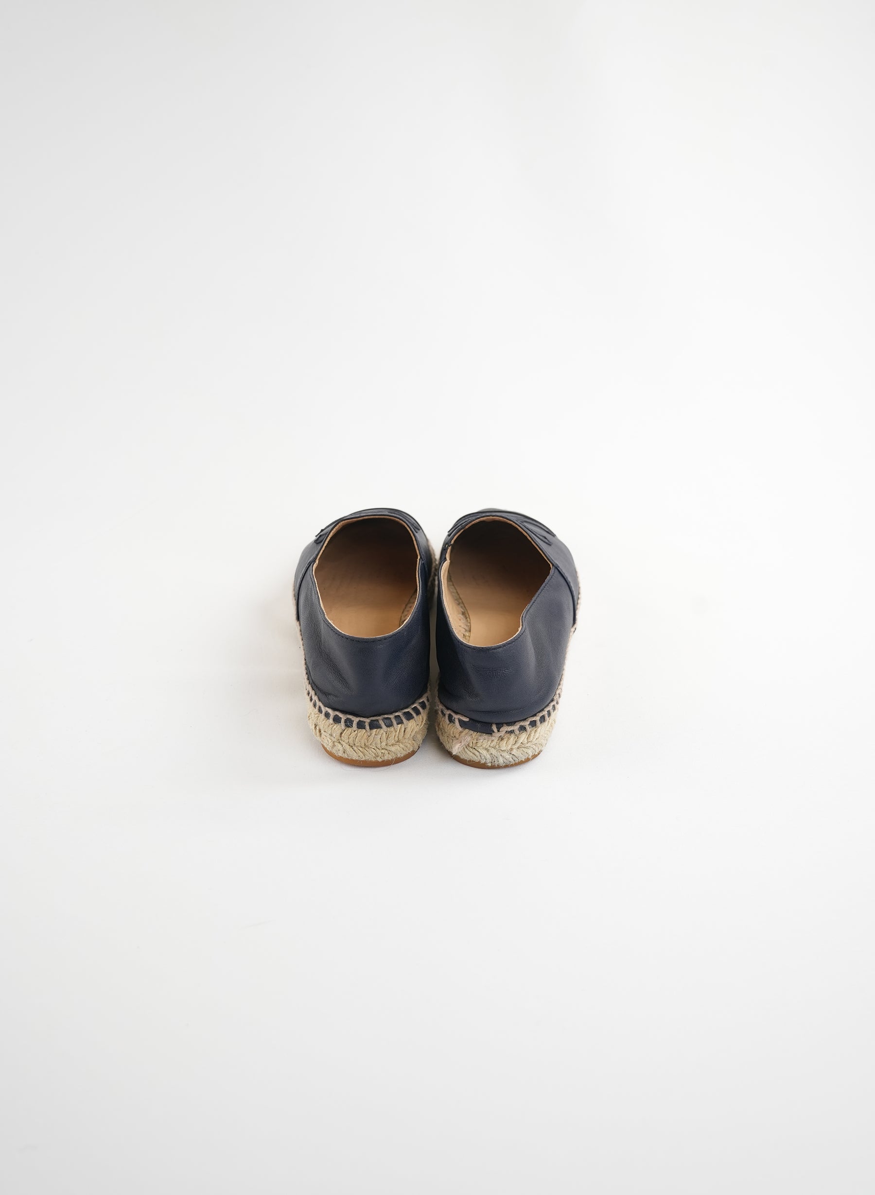 Chanel Interlocking CC Logo Leather Espadrilles