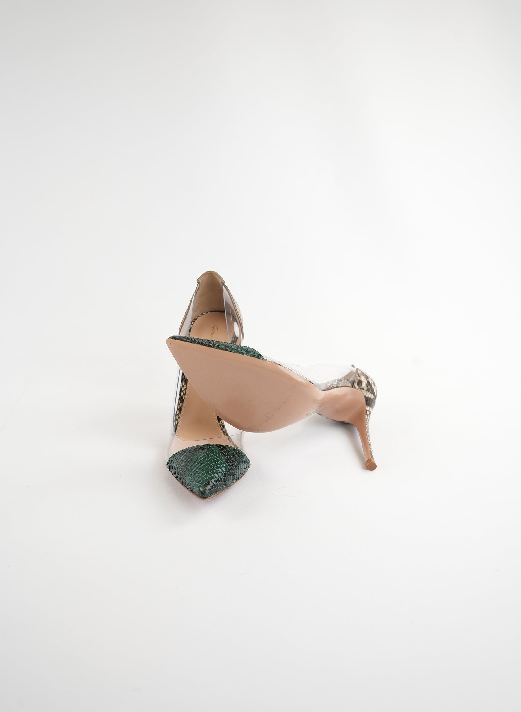 Gianvito Rossi Snakeskin Clear Heels