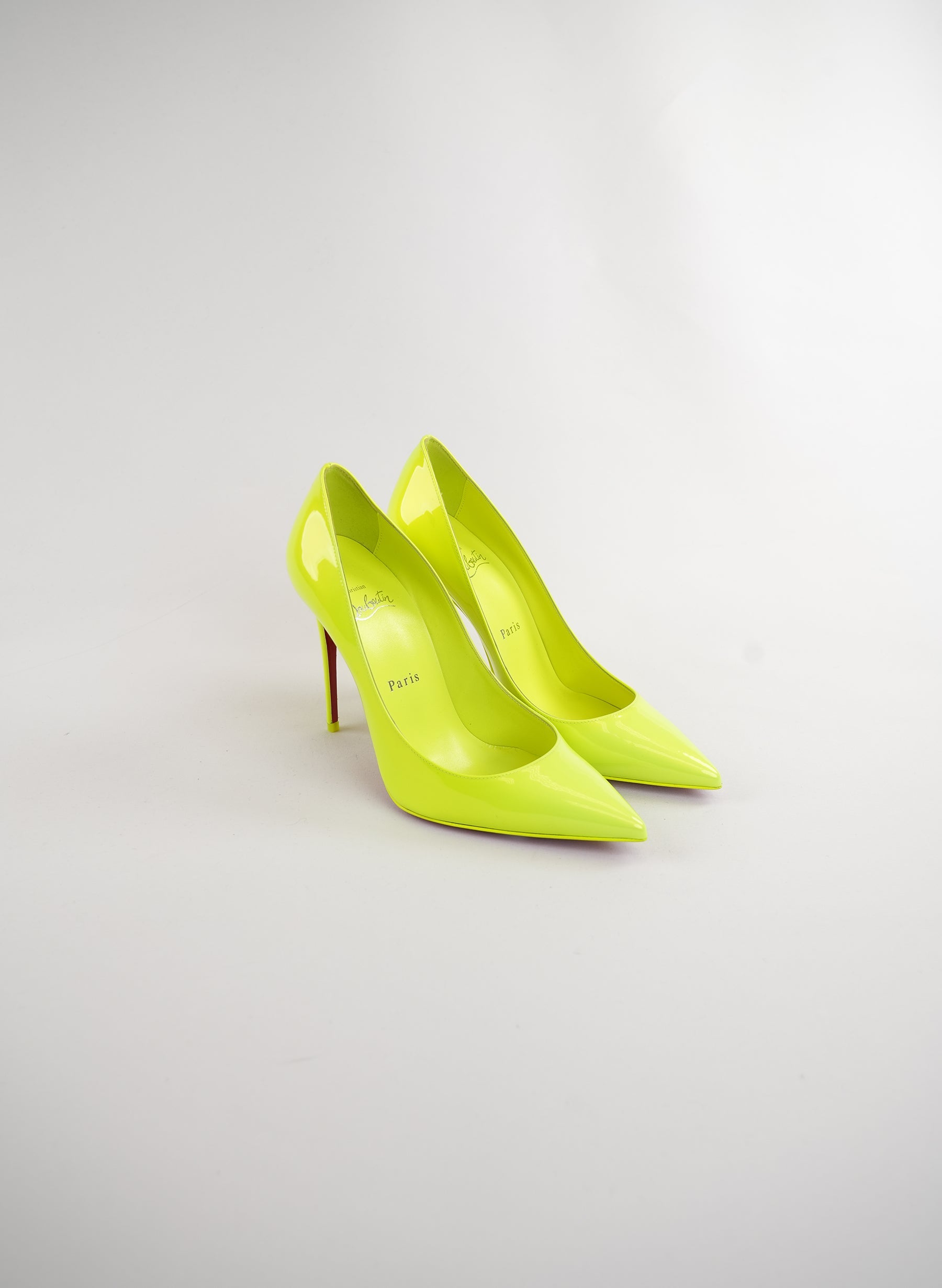 Christian Louboutin Kate 100 Patent Leather Neon Pumps
