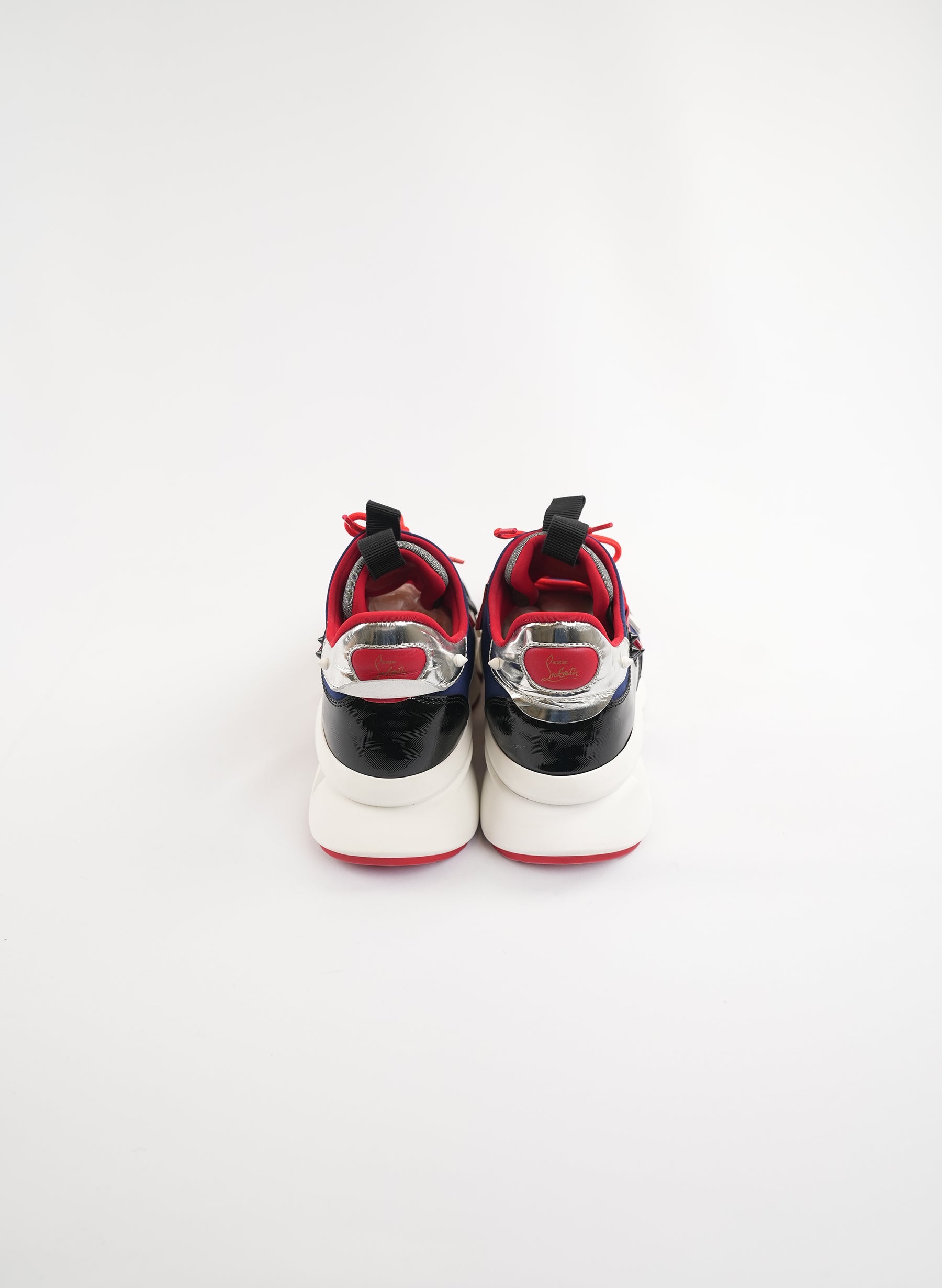 Christian Louboutin Neoprene Patent Glitter Red Wet Runner Flat Sneakers