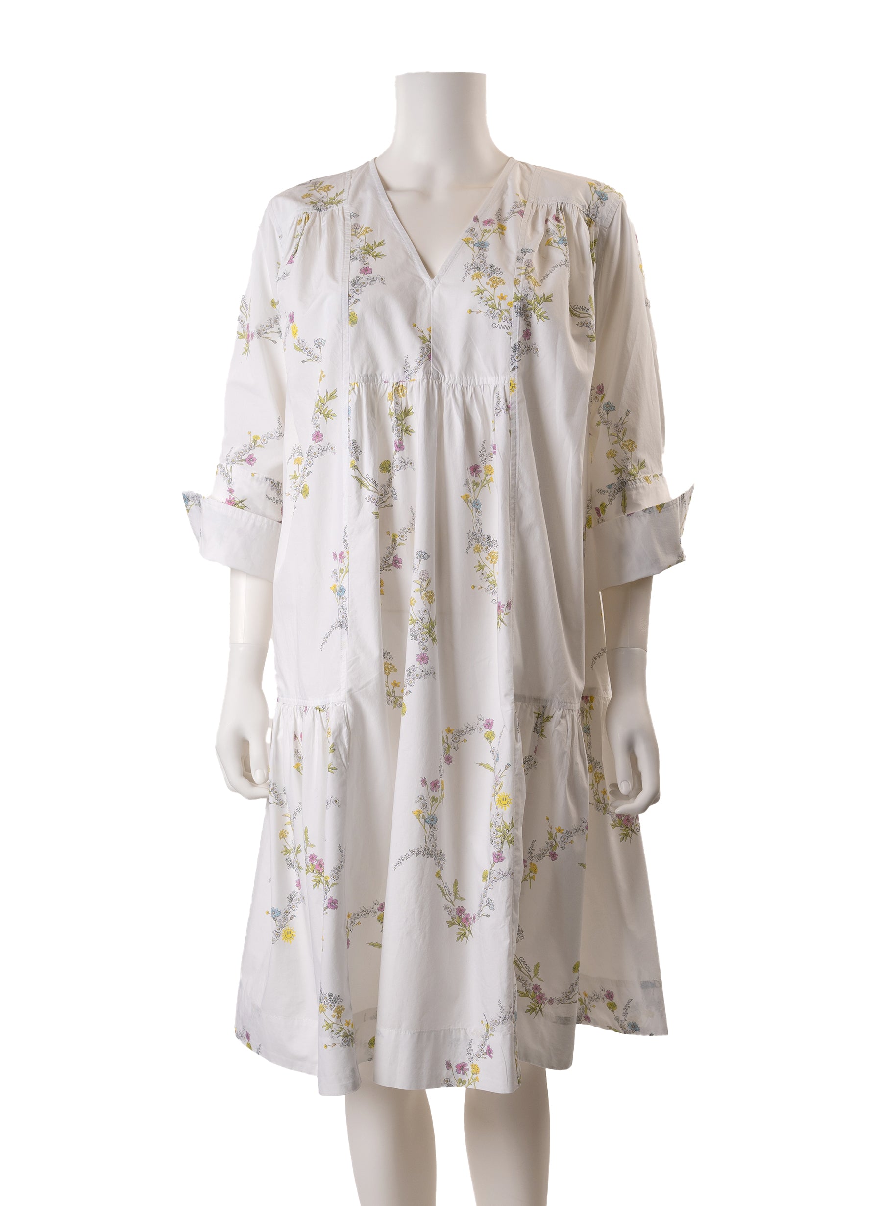 Robe droite Ganni en coton biologique à fleurs