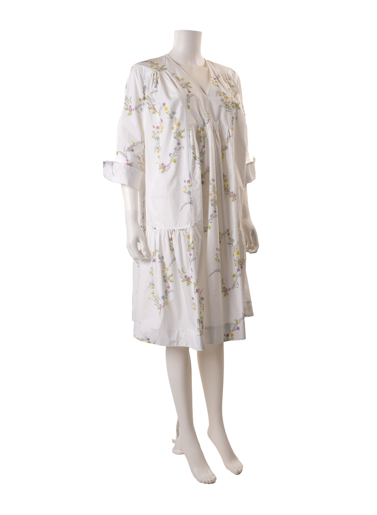 Robe droite Ganni en coton biologique à fleurs