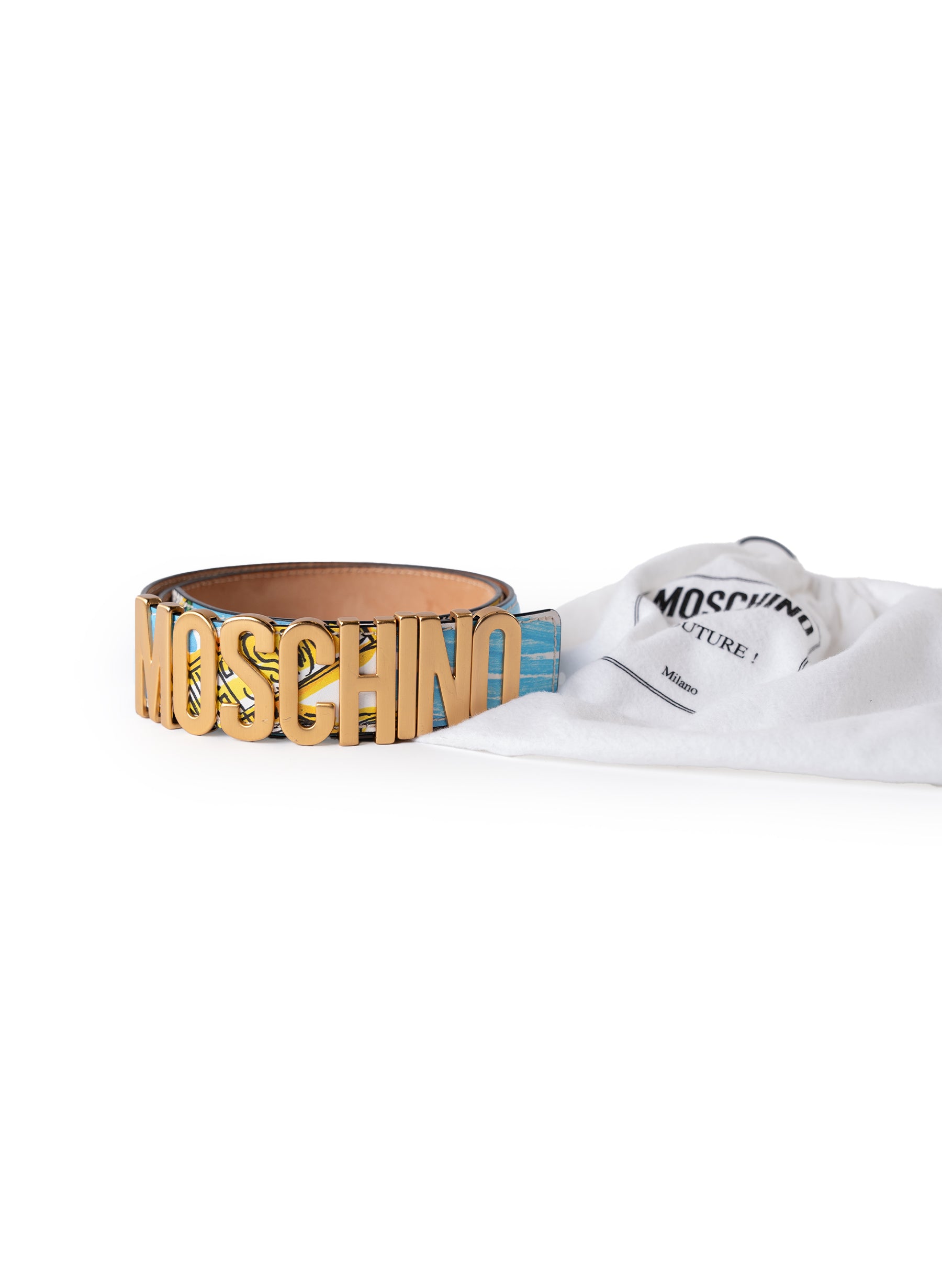 Ceinture Moschino en cuir imprimé avec logo