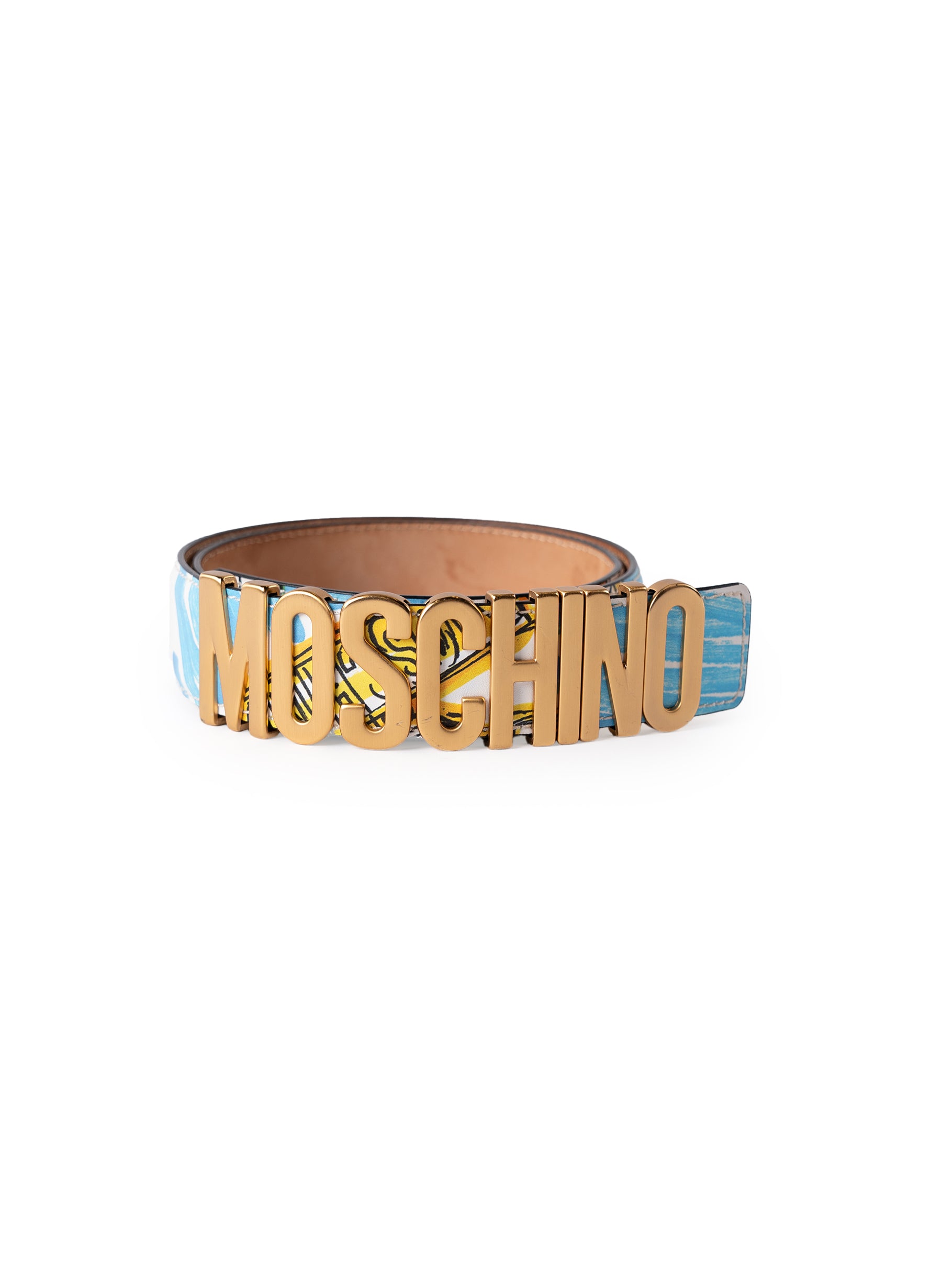 Ceinture Moschino en cuir imprimé avec logo