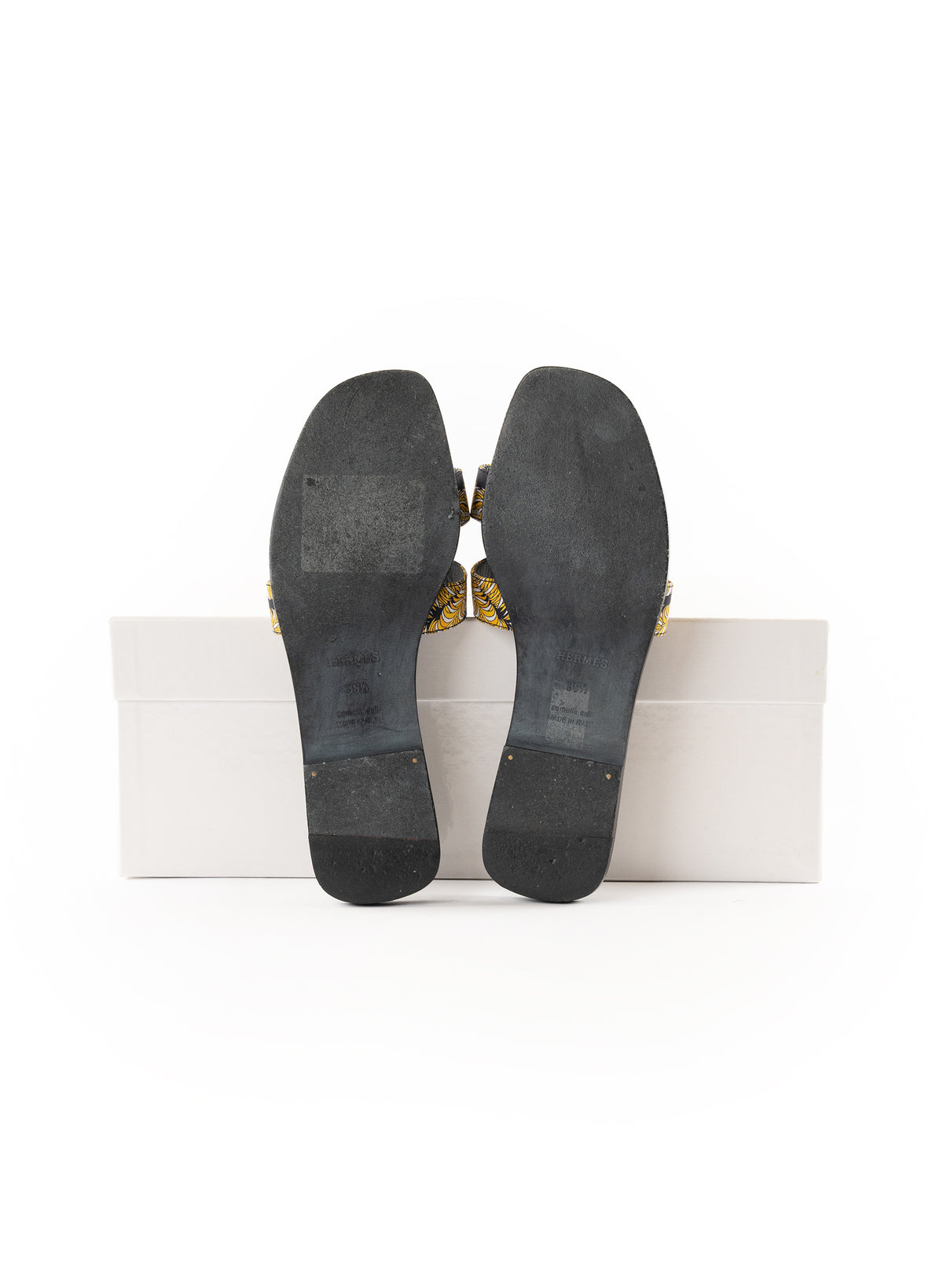 Hermes Sous L'Egide de Mars Imprimé Canvas Oran Flat Slides