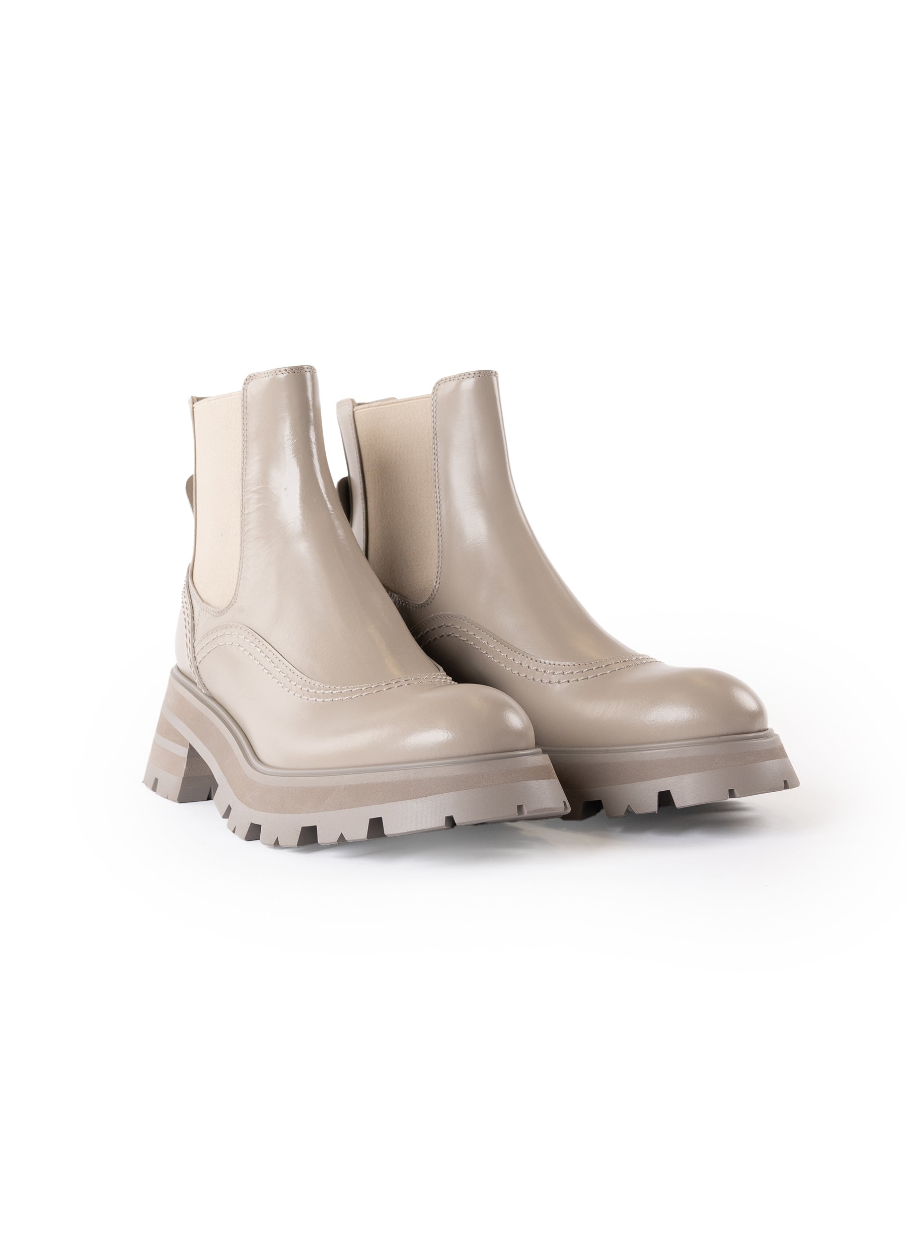 Bottes Alexander McQueen Wander en cuir couleur pierre