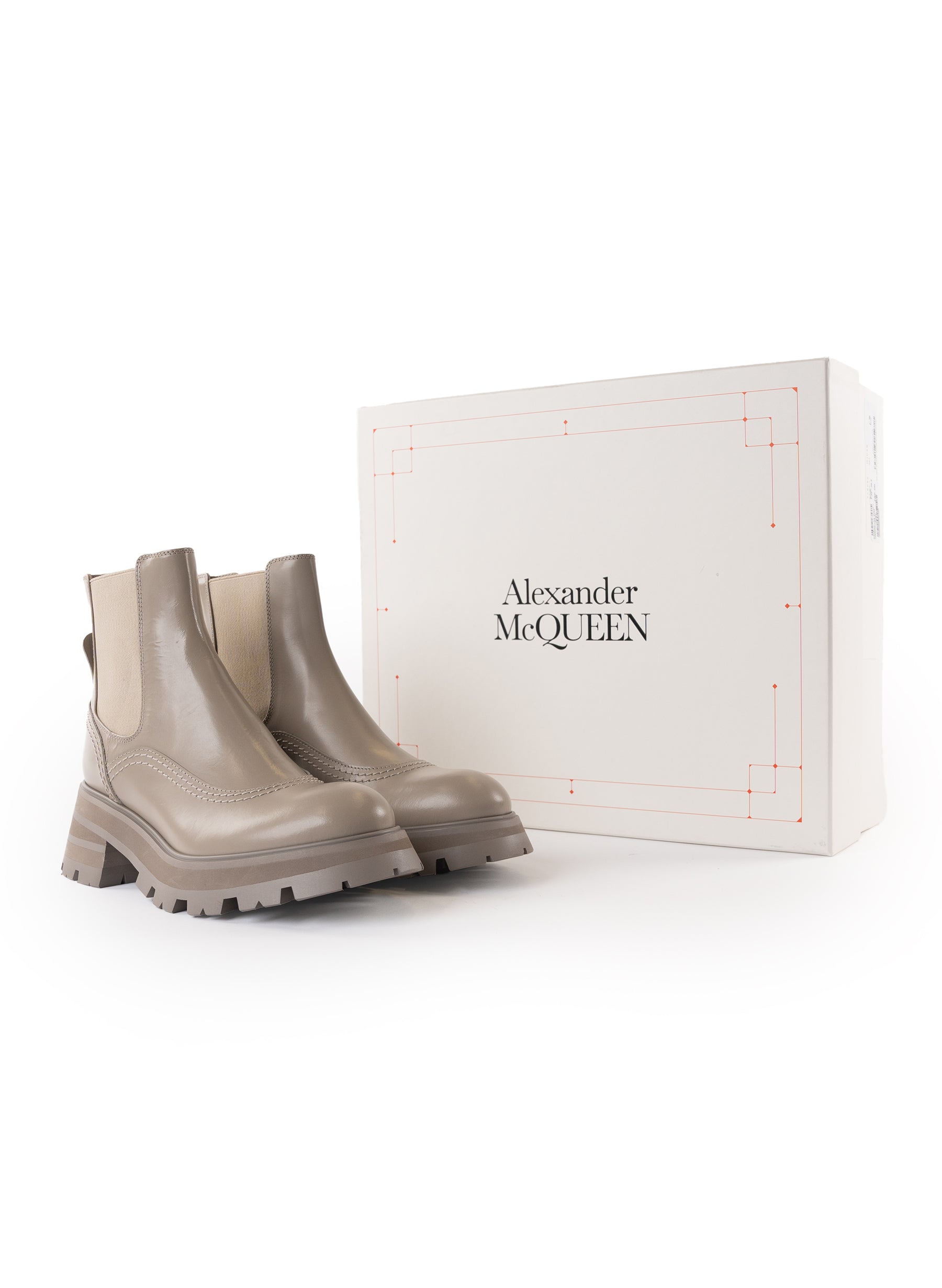 Bottes Alexander McQueen Wander en cuir couleur pierre