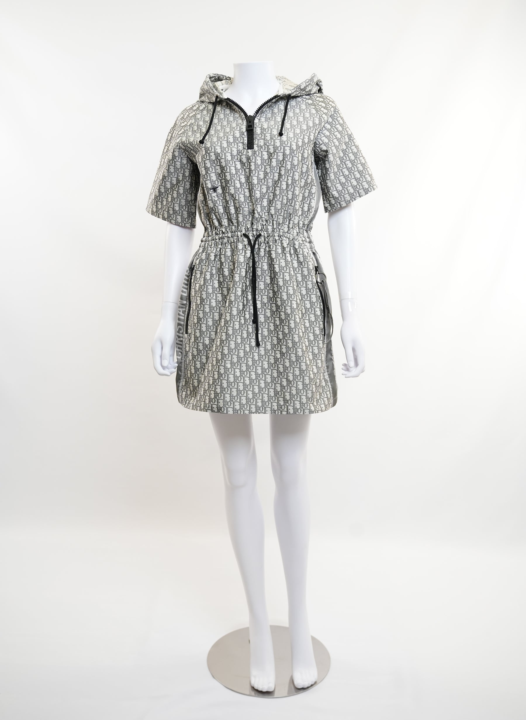 Dior Hooded Oblique Jacquard Pattern Mini Dress