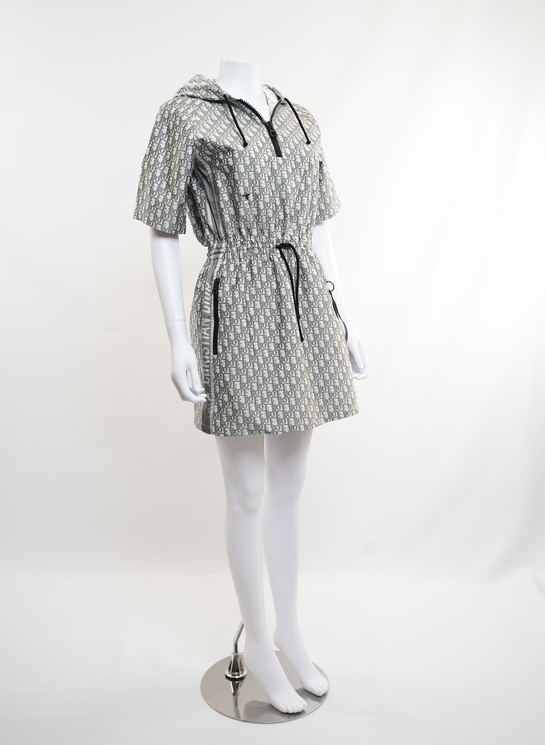 Dior Hooded Oblique Jacquard Pattern Mini Dress