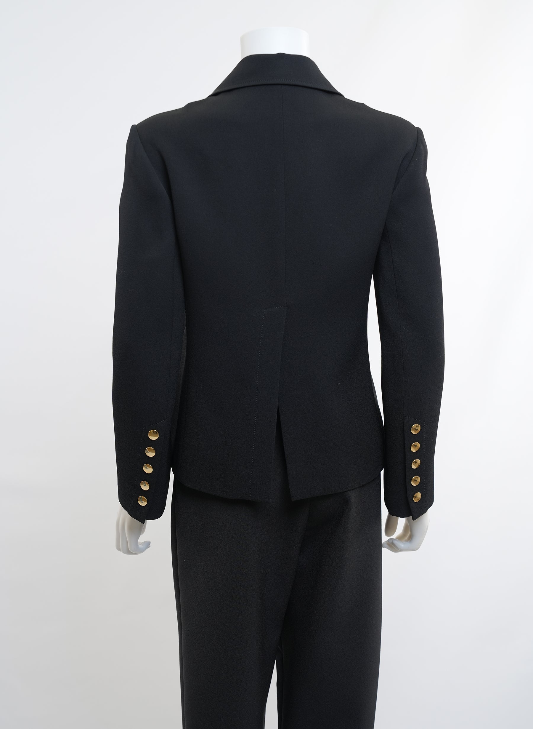 Chloe Black Crepe Military Jacket With Gold Buttons