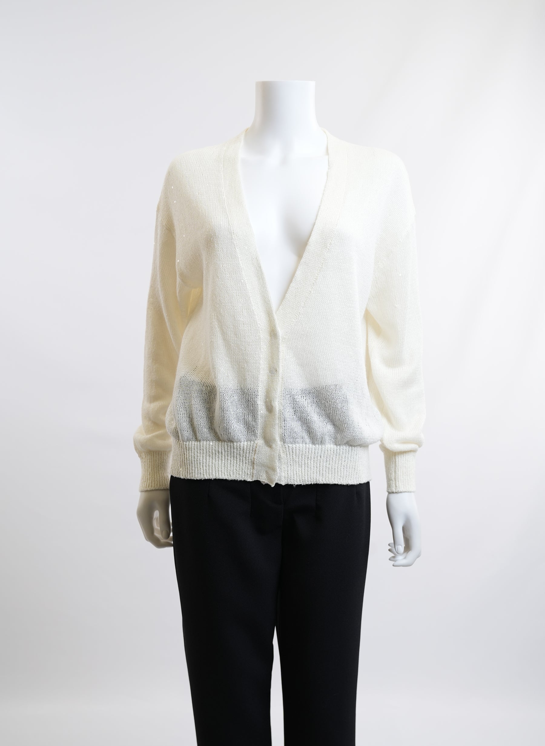 Brunello Cucinelli Sheer Cream Cardigan