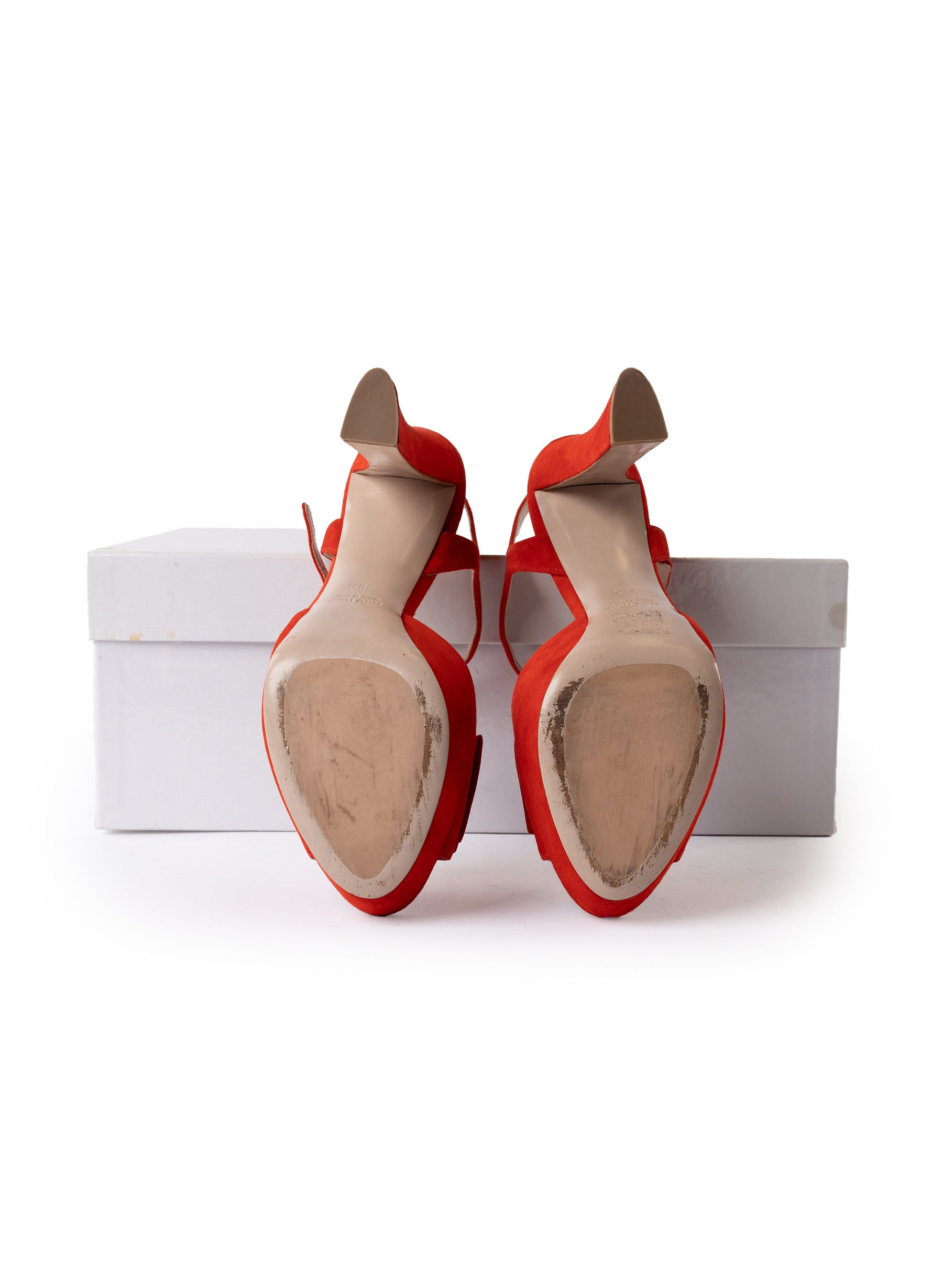 Sandales Miu Miu en daim à nœud et bout ouvert, plateforme et bride arrière