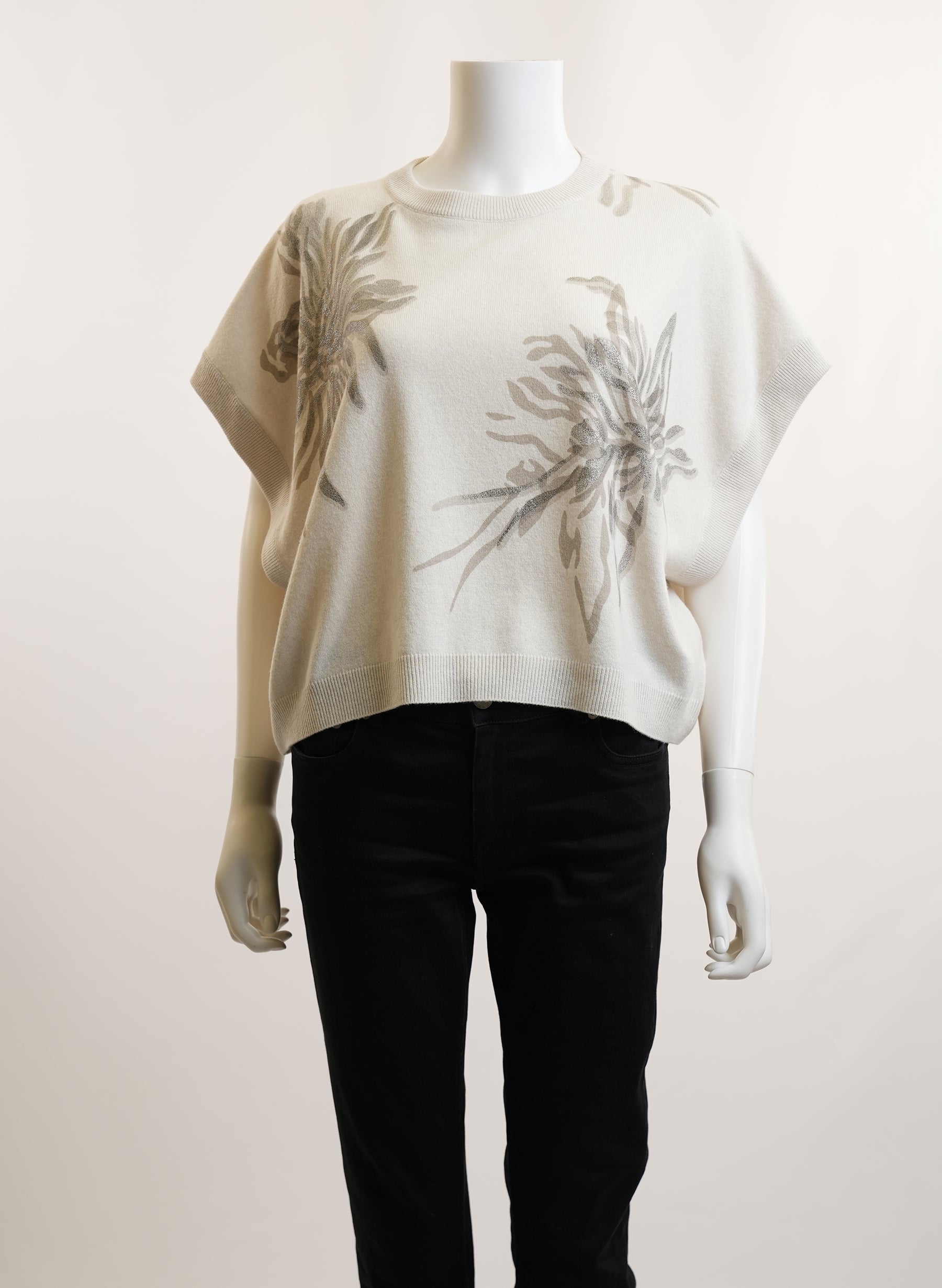 Brunello Cucinelli Floral Knit Vest Cashmere Silk