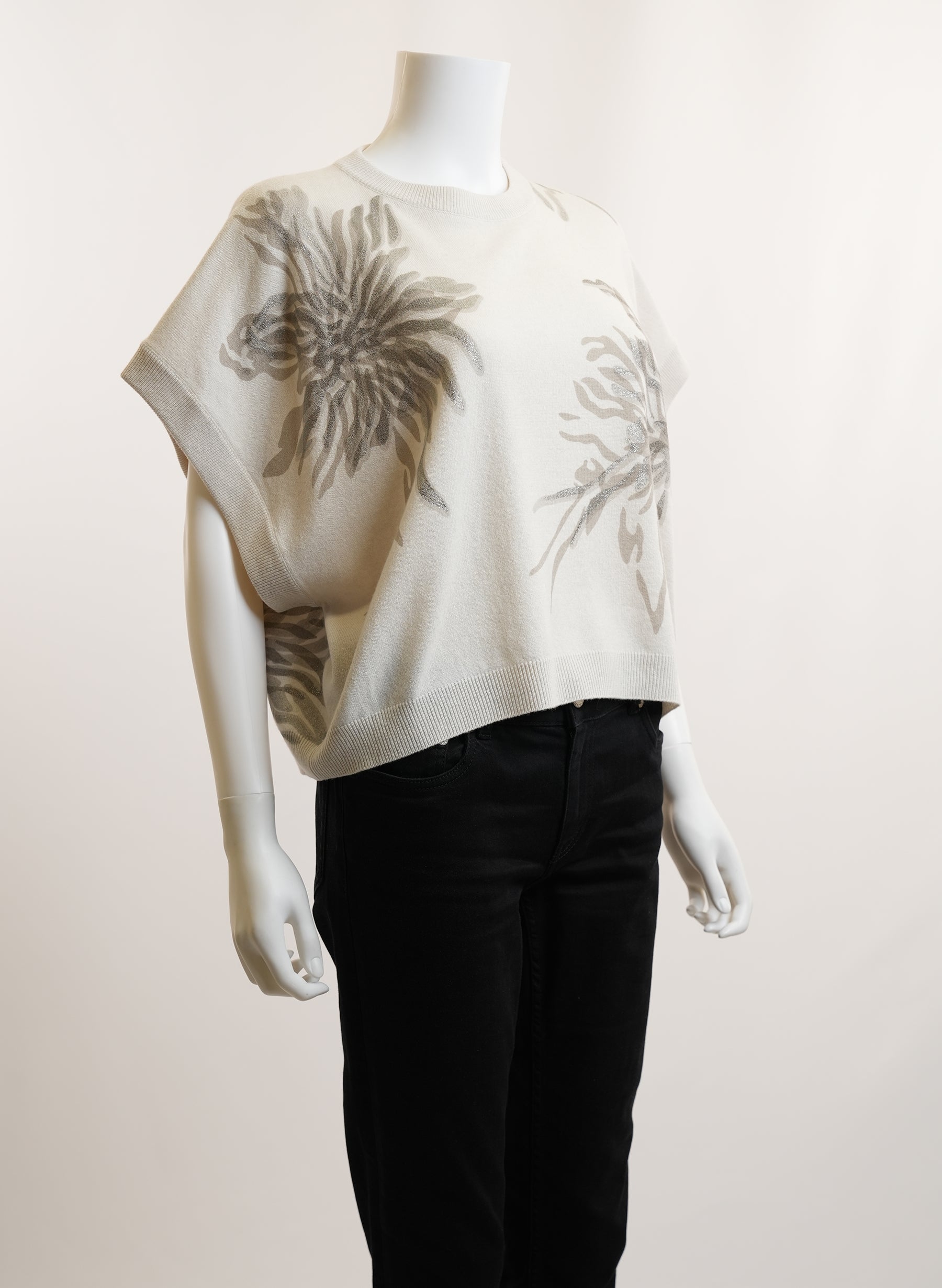 Brunello Cucinelli Floral Knit Vest Cashmere Silk