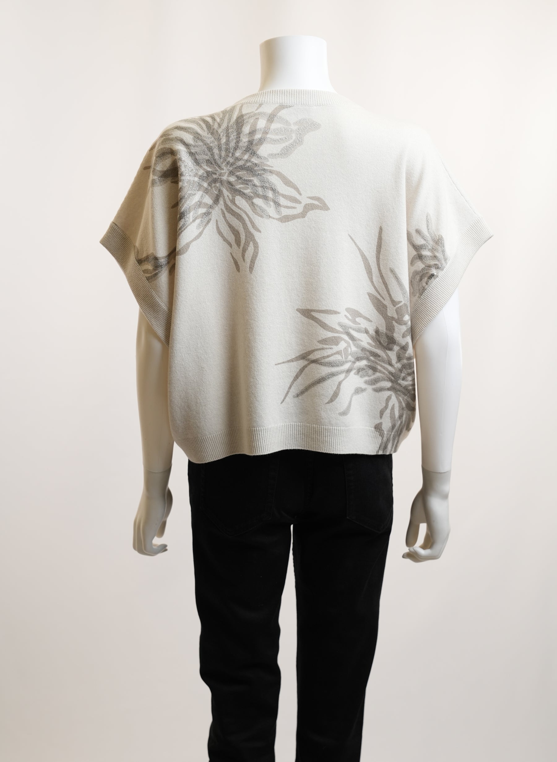Brunello Cucinelli Floral Knit Vest Cashmere Silk