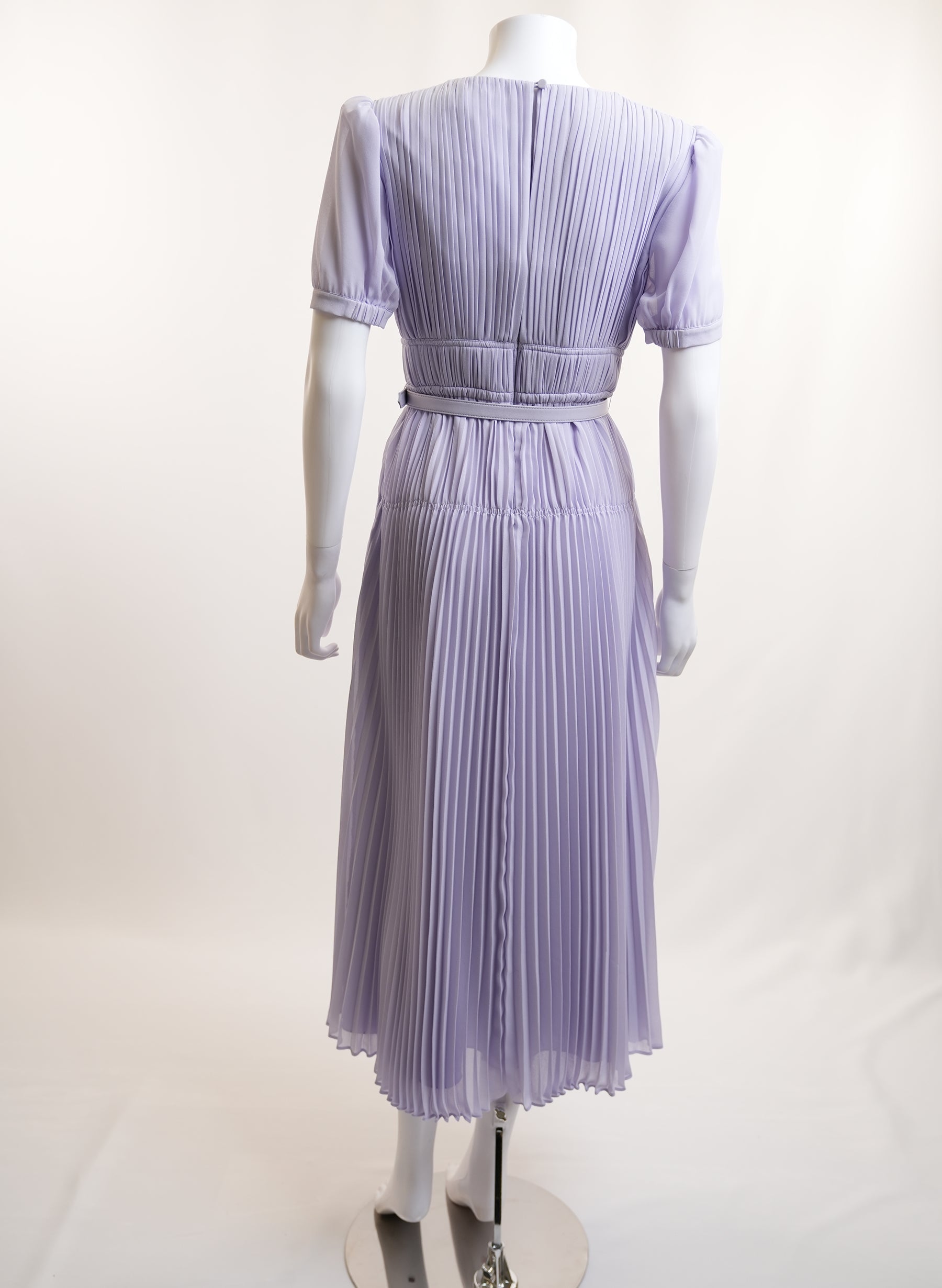 Self-Portrait Lilac Purple Pleated Skirt Short Sleeve Dress