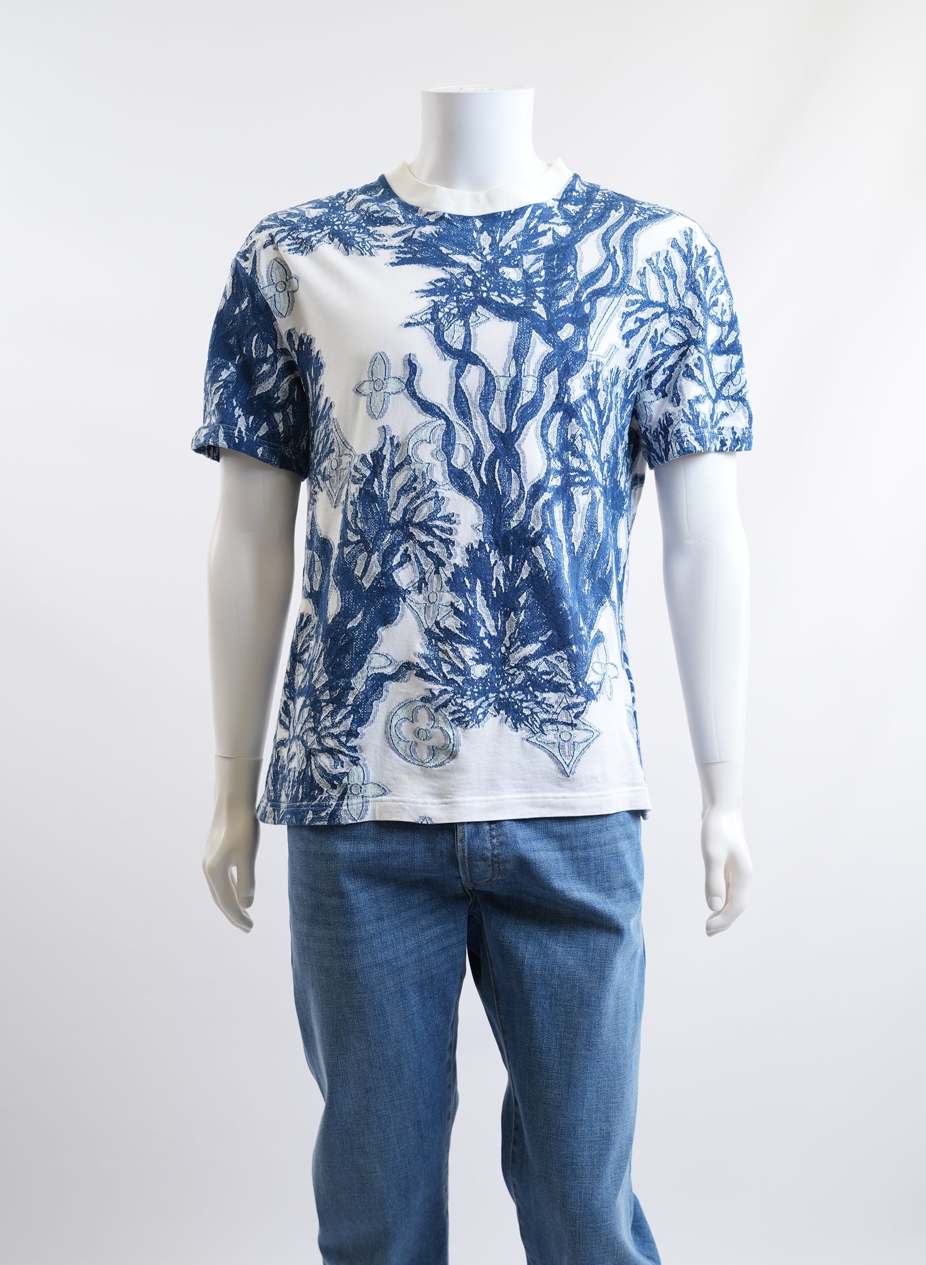 Louis Vuitton Blue And White Print T-Shirt