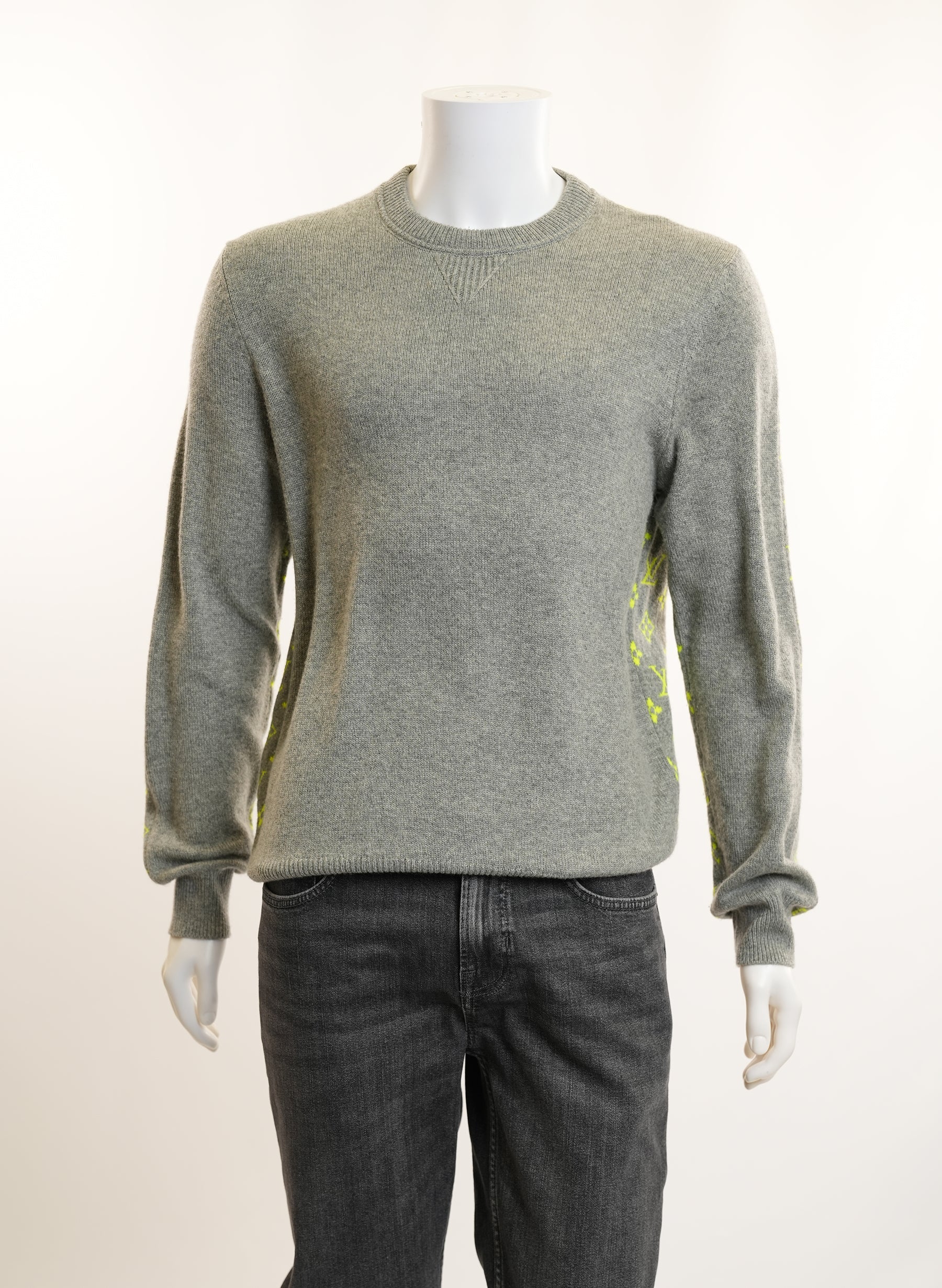 Louis Vuitton Grey And Yellow Cashmere Sweater With Back Monogram
