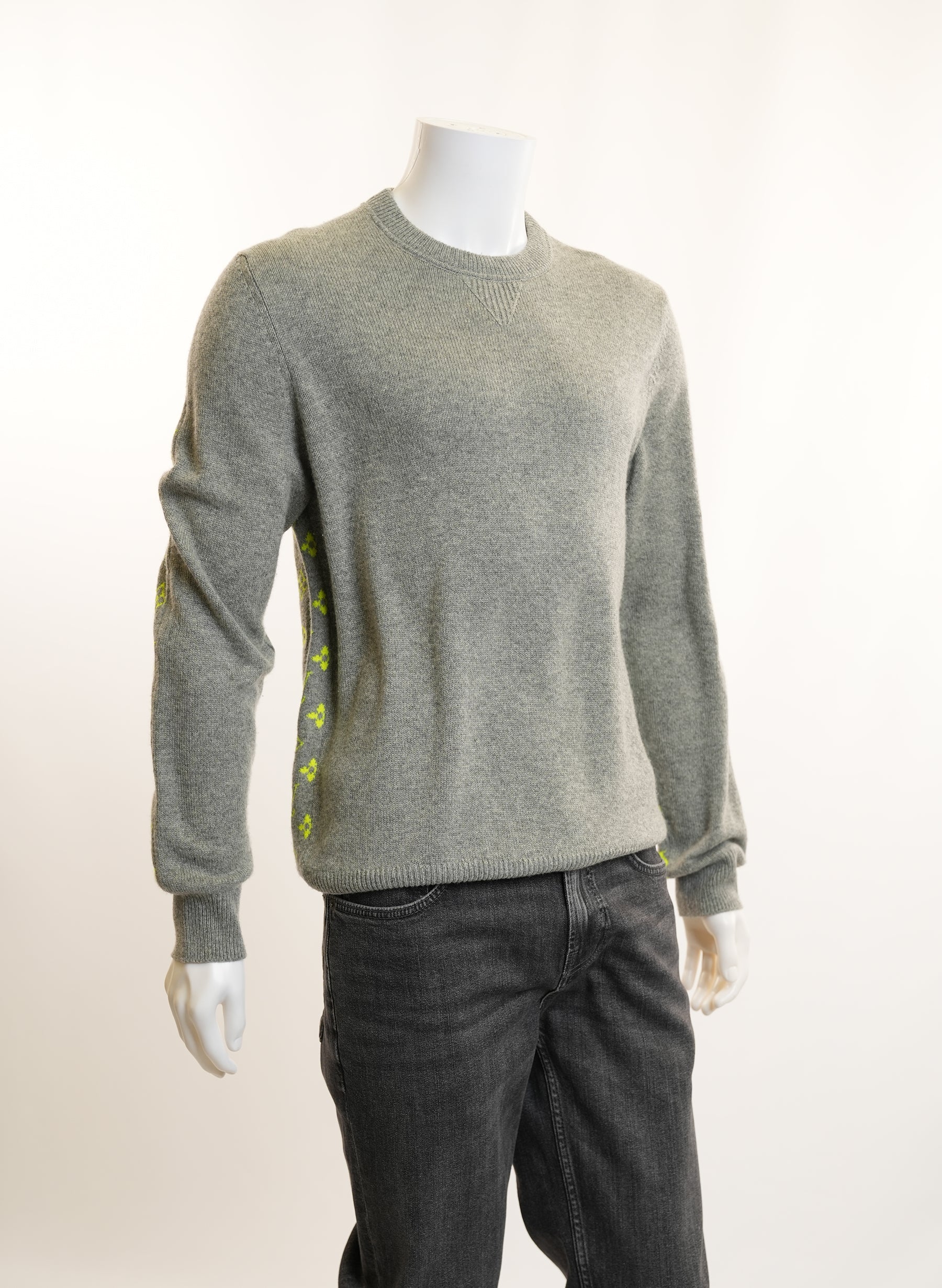 Louis Vuitton Grey And Yellow Cashmere Sweater With Back Monogram