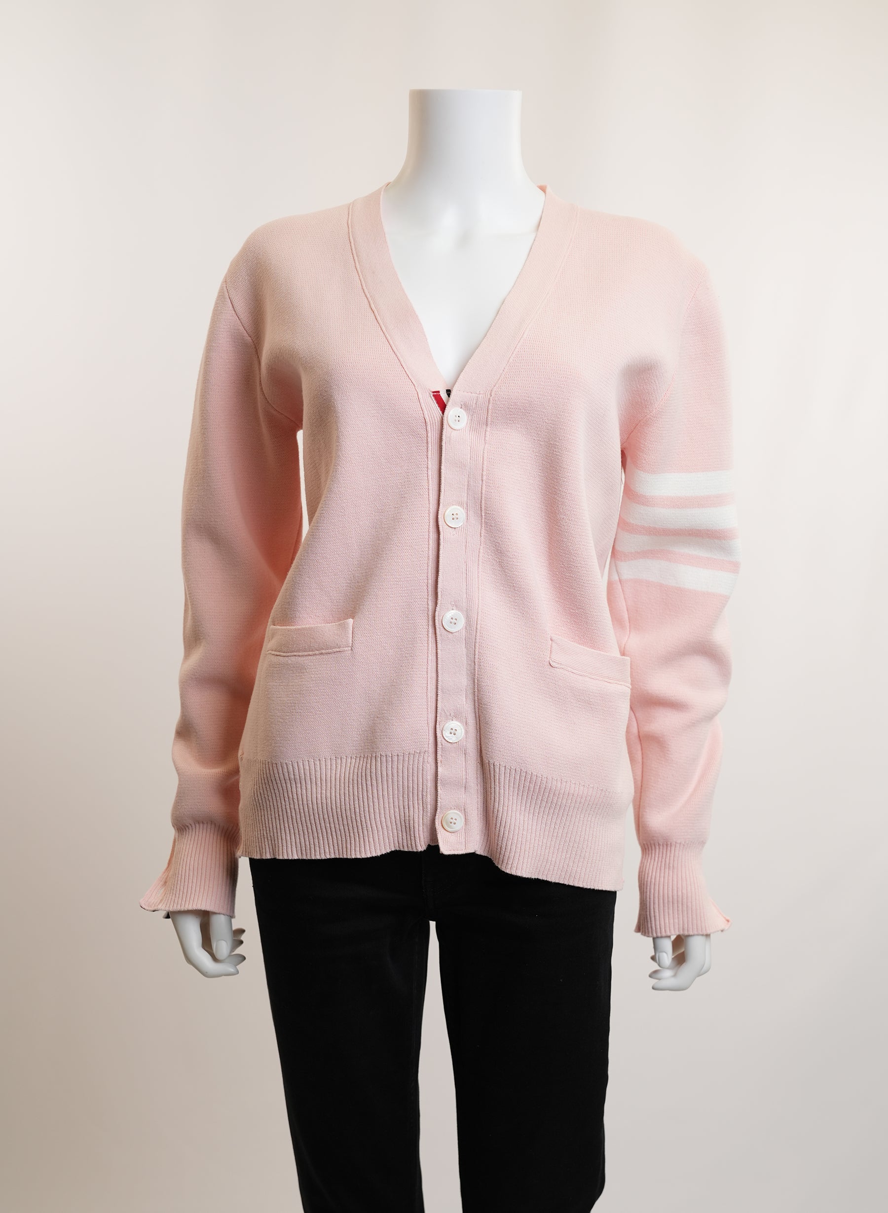 Thom Browne Pink 4-Bar Stripe Cardigan