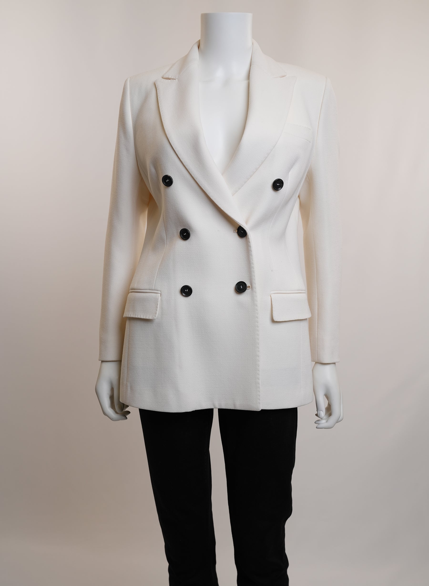 Kiton Crème Silk Double-Breasted Blazer