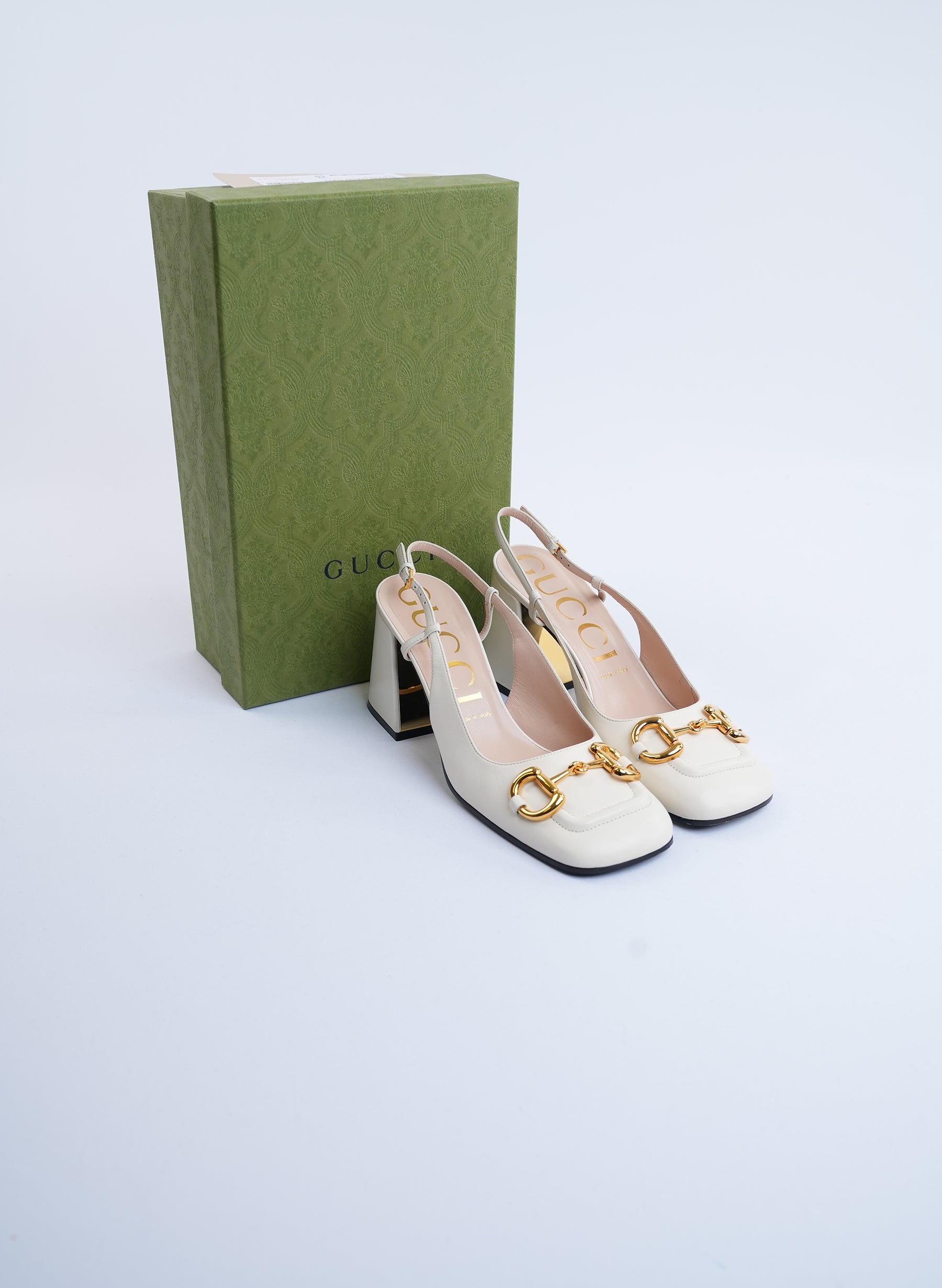 Gucci Horsebit Mid Heel Slingback Pumps