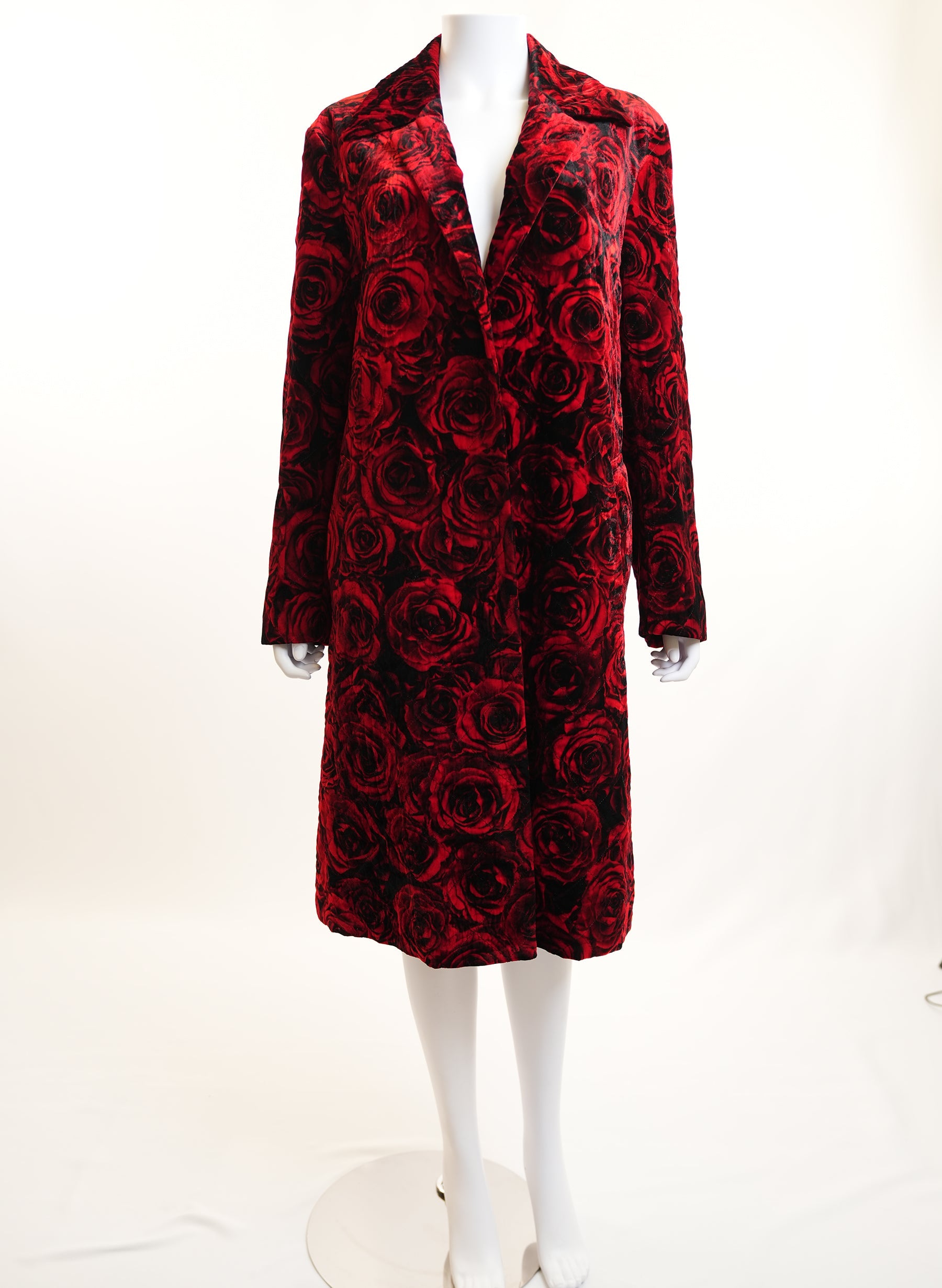 Dries Van Noten Rose Print Velvet Coat